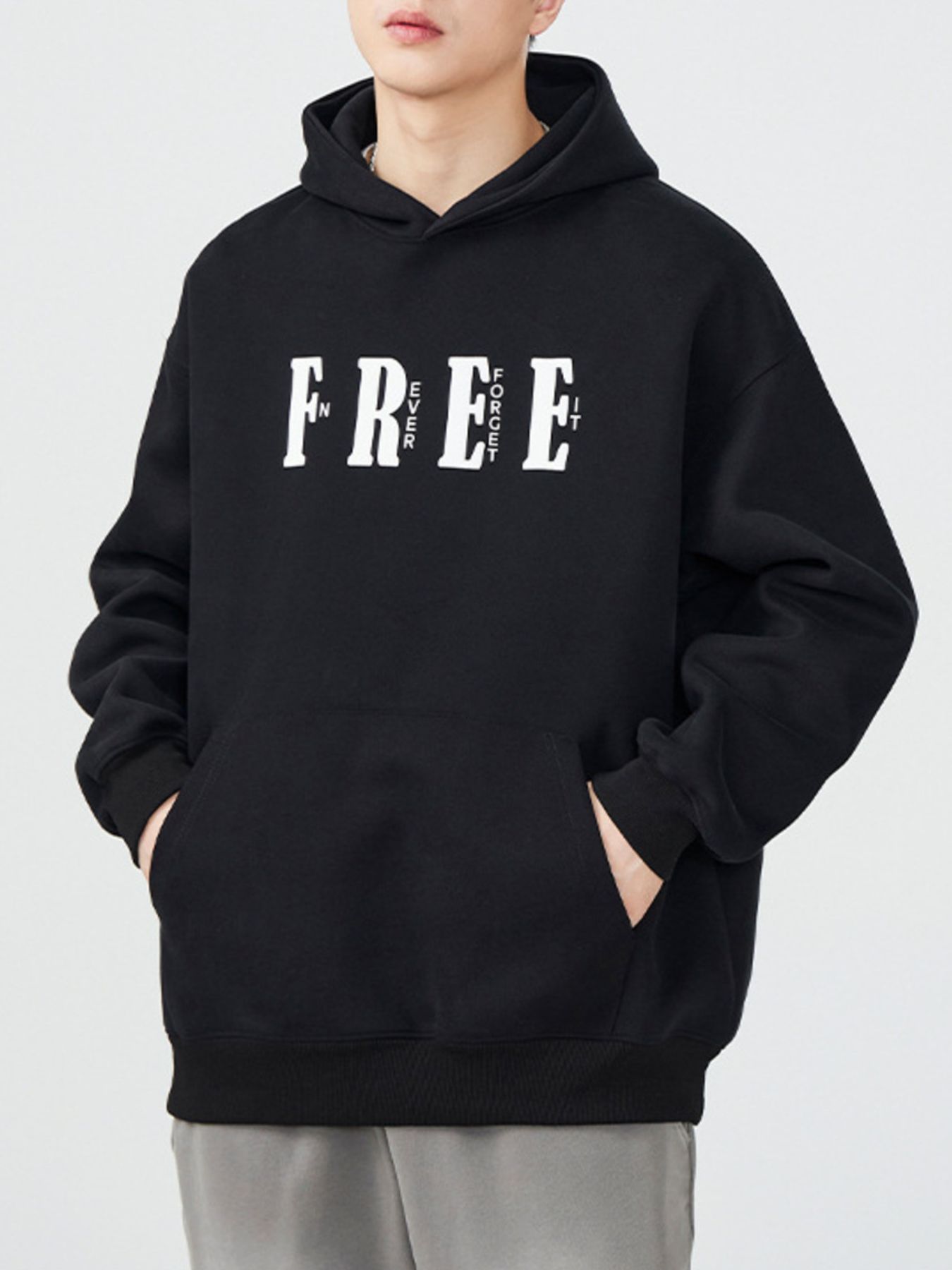 Men's Plus Size Drop Shoulder Kangaroo Pocket Hoodie