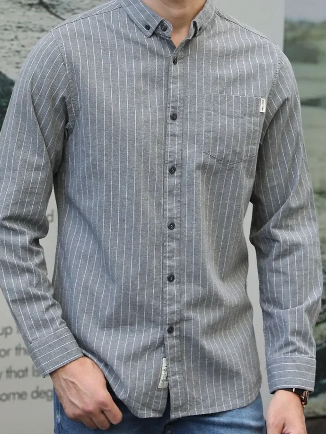 Men's Plus Size Pinstripe Button-Down Shirt