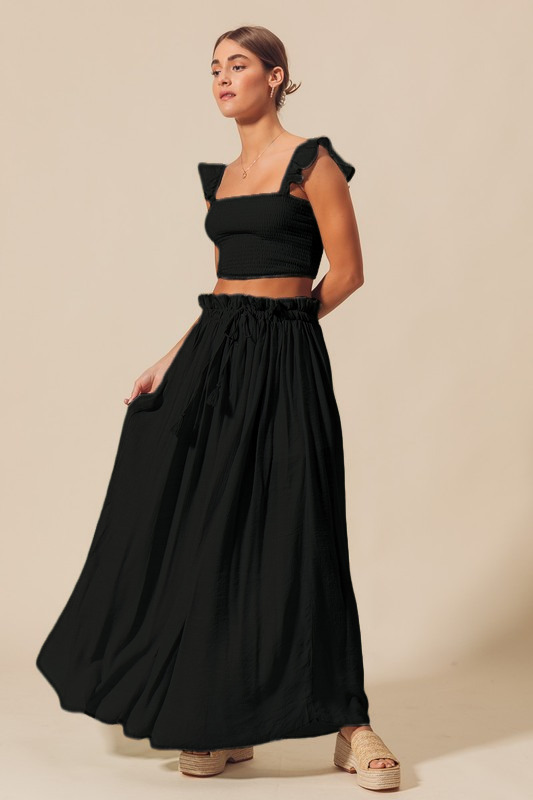 Smocked Top and Flowy Maxi Skirt Set