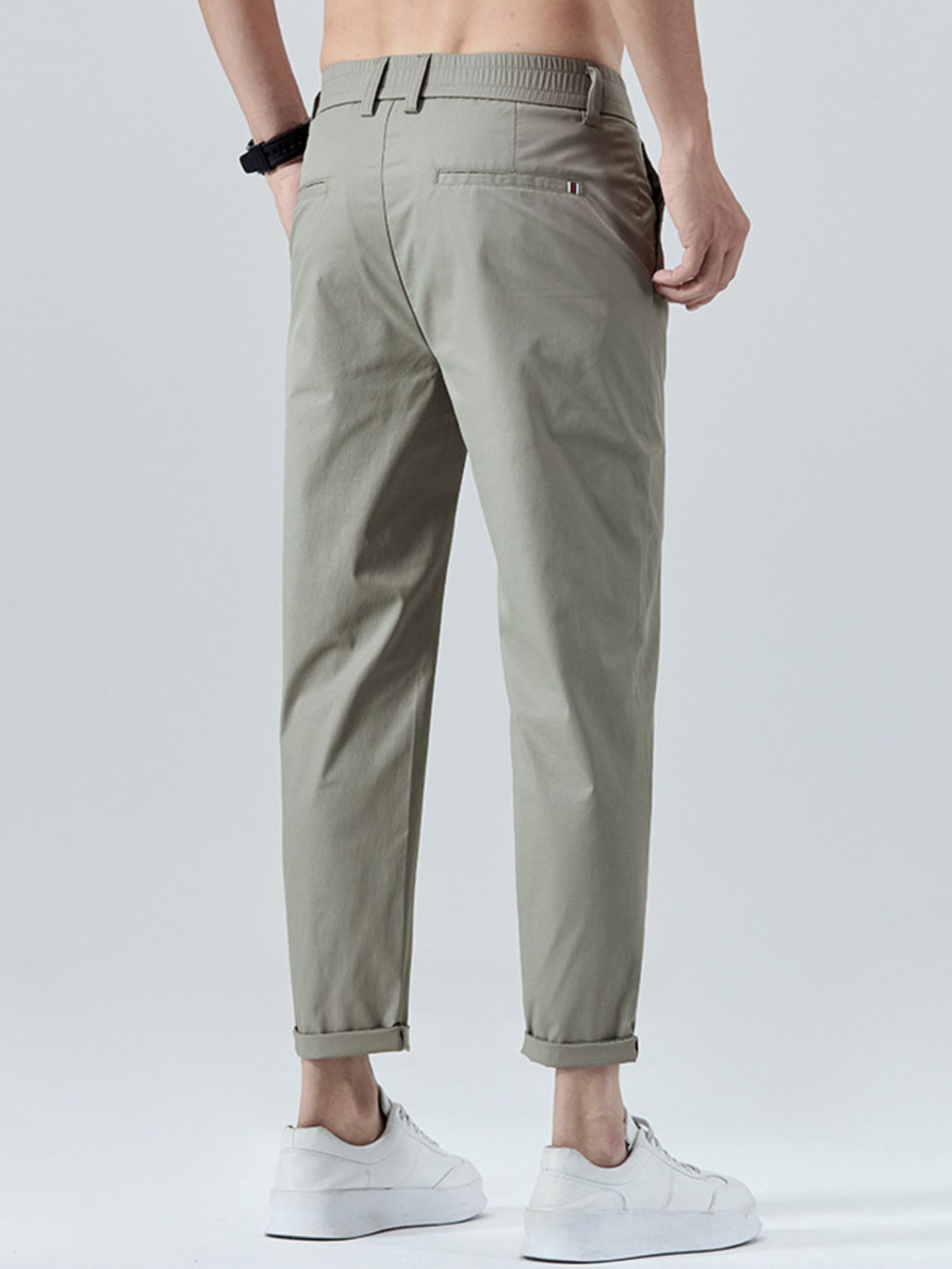 Men's Casual Straight-Leg Cropped Pants