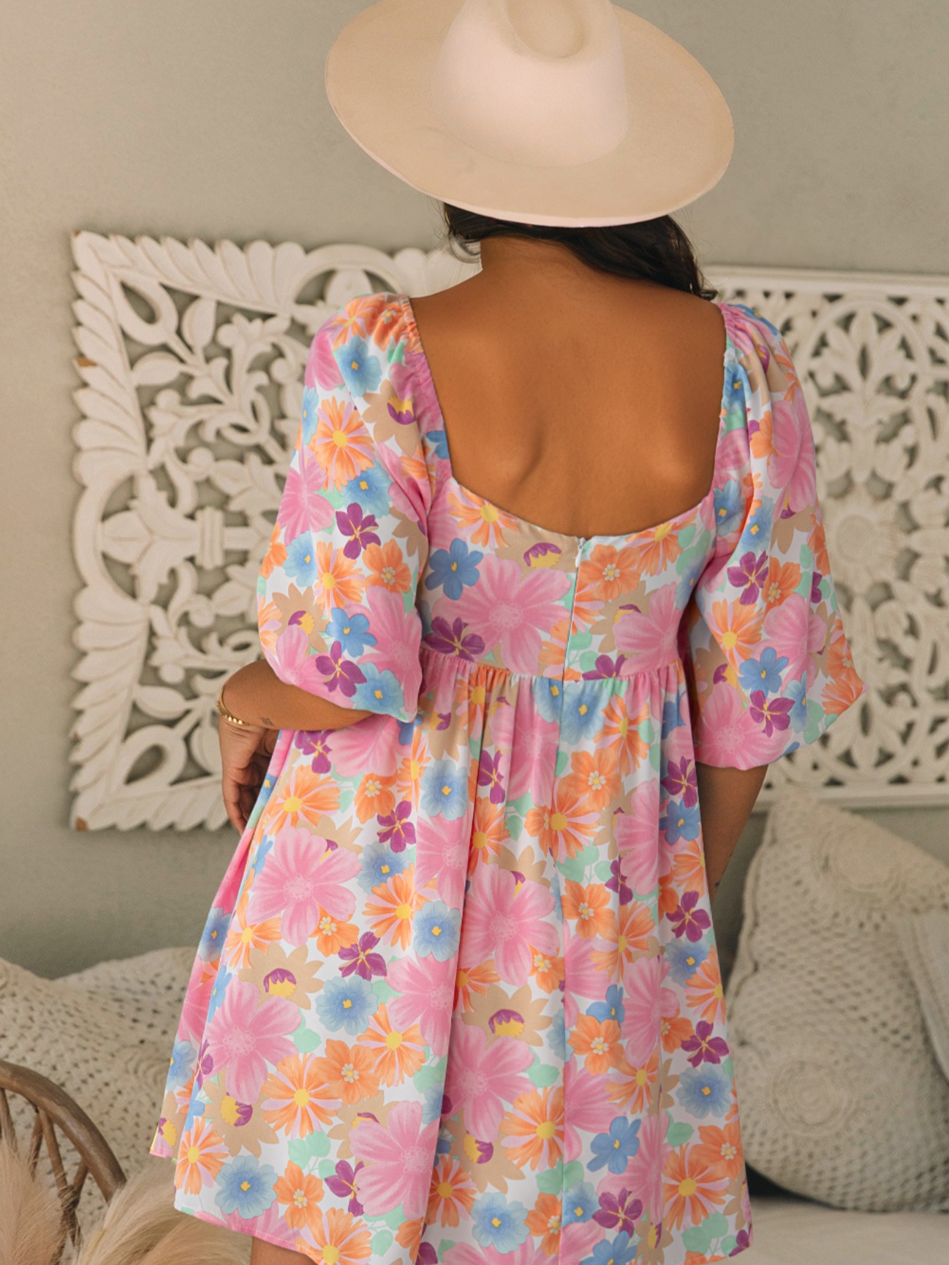 Printed Half Sleeve Mini Dress