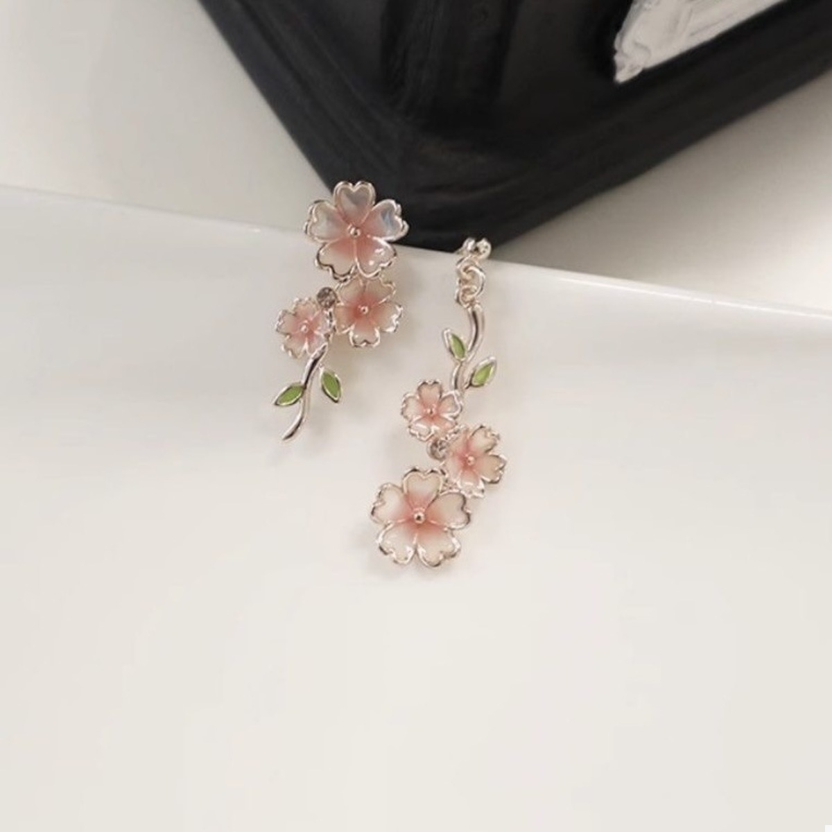 Asymmetrical Flower Drop Earrings