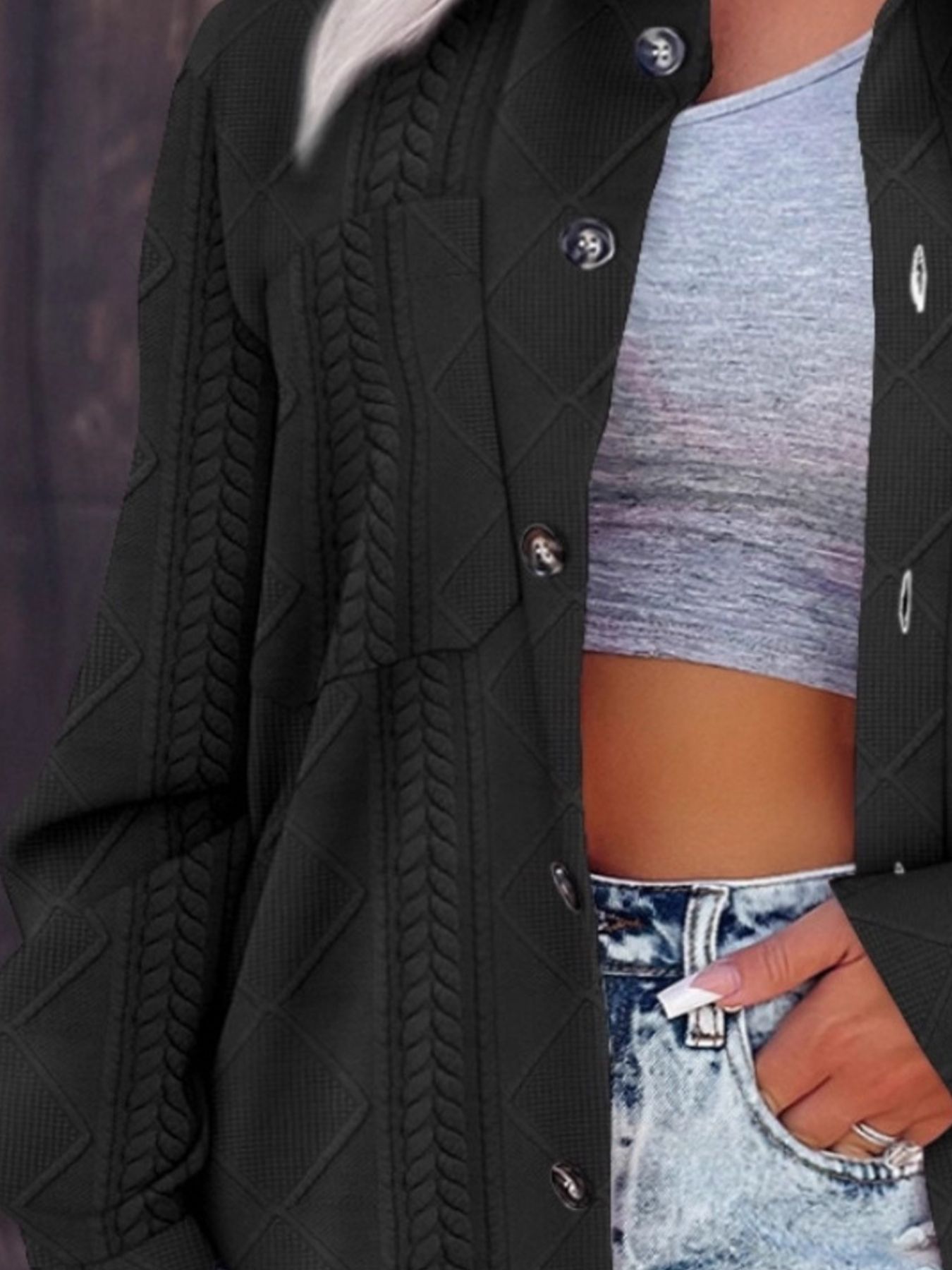 Button Up Long Sleeve Knit Outerwear