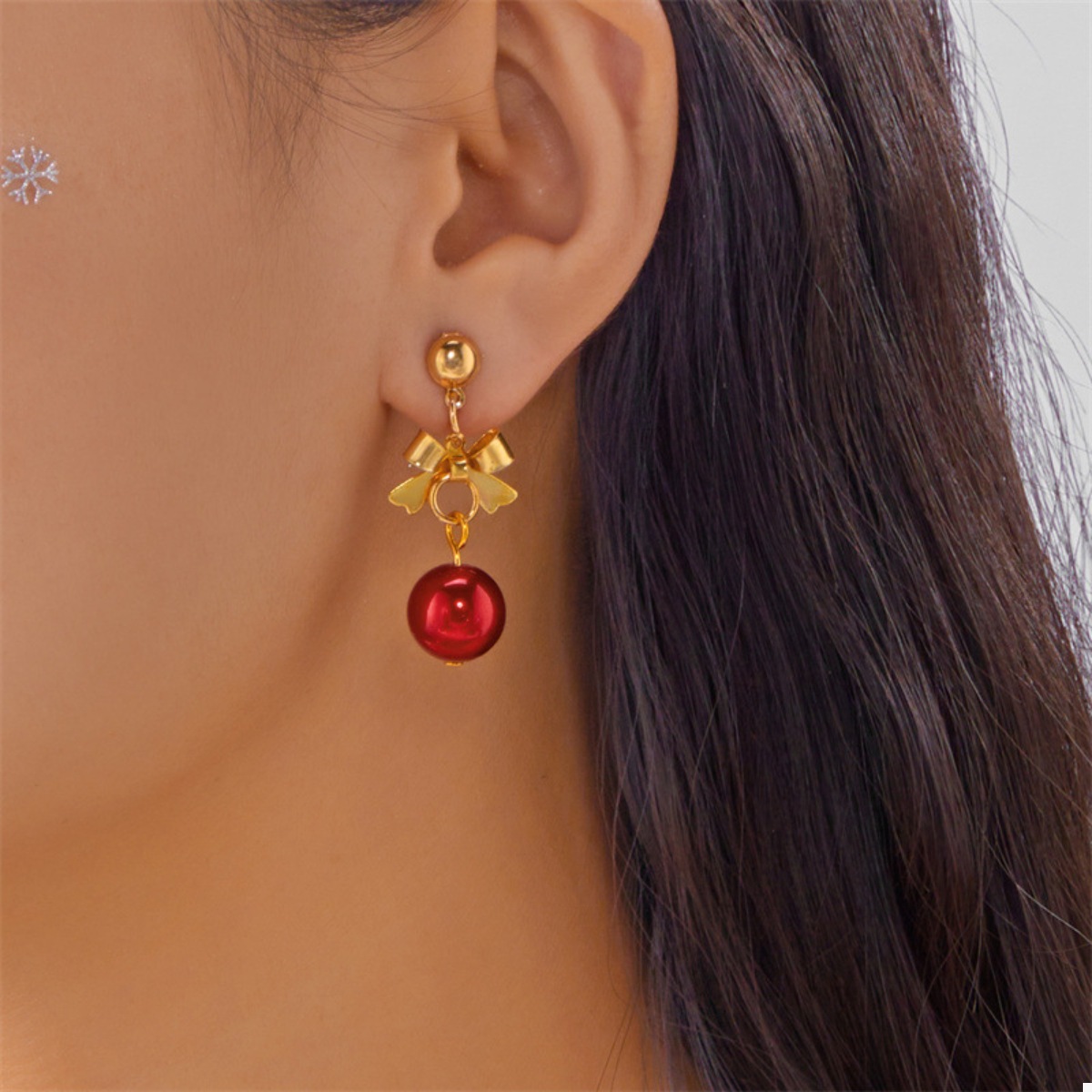 Christmas 18K Gold-Plated Ball Drop Earrings