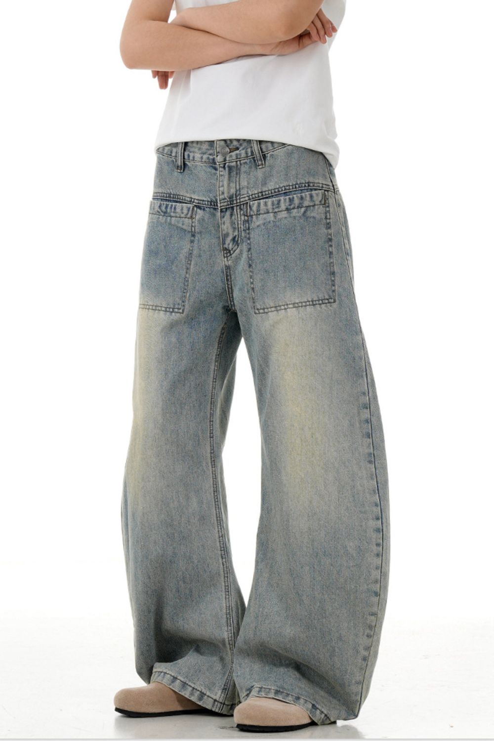 Men's Vintage Wash Wide Leg Jeans