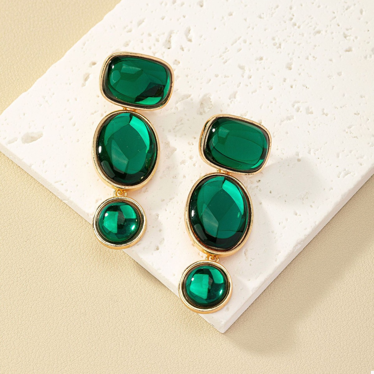 18K Gold-Plated Alloy Resin Drop Earrings