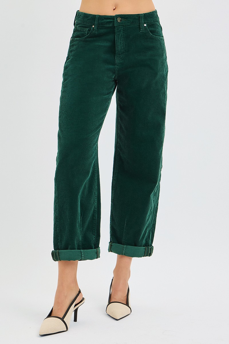 High Rise Crop Barrel Cordurory Pants