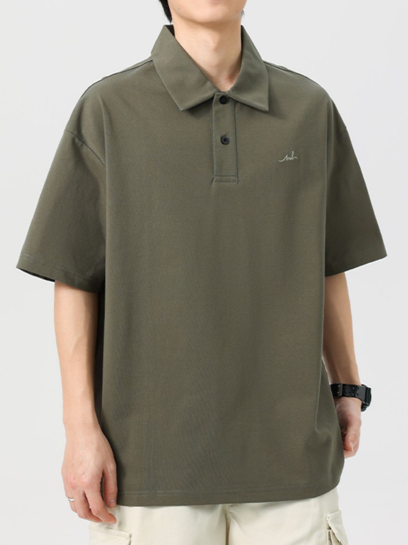 Men's Plus Size Button Detail Half Sleeve Polo