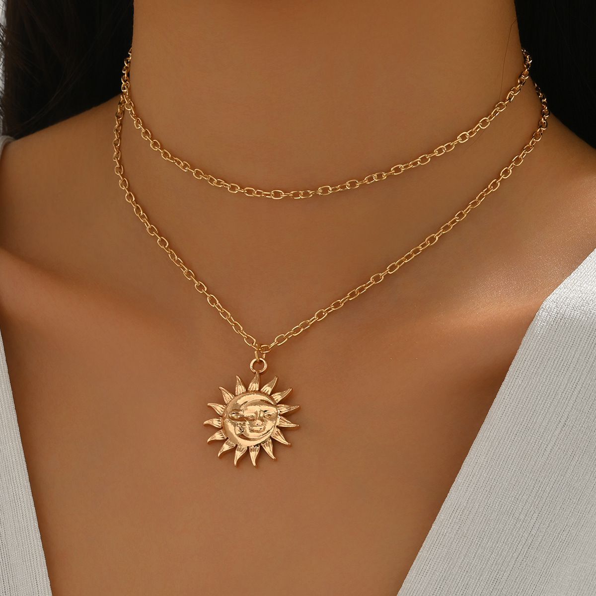 18K Gold-Plated Sunburst Pendant Necklace