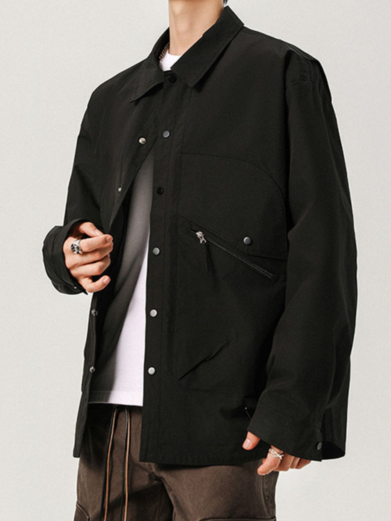 Men's Plus Size Casual Snap-Down Jacket