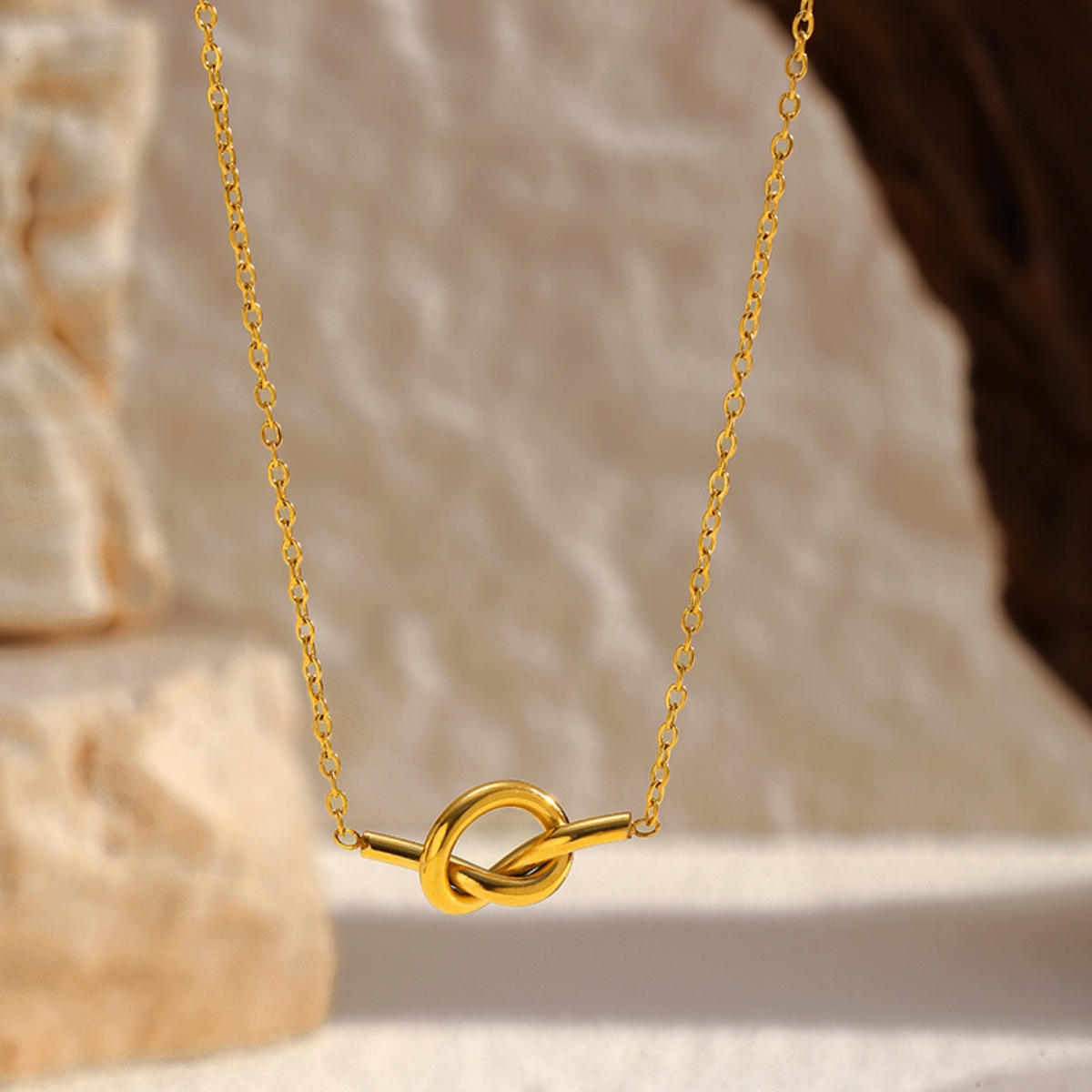 18K Gold-Plated Knot Pendant Necklace