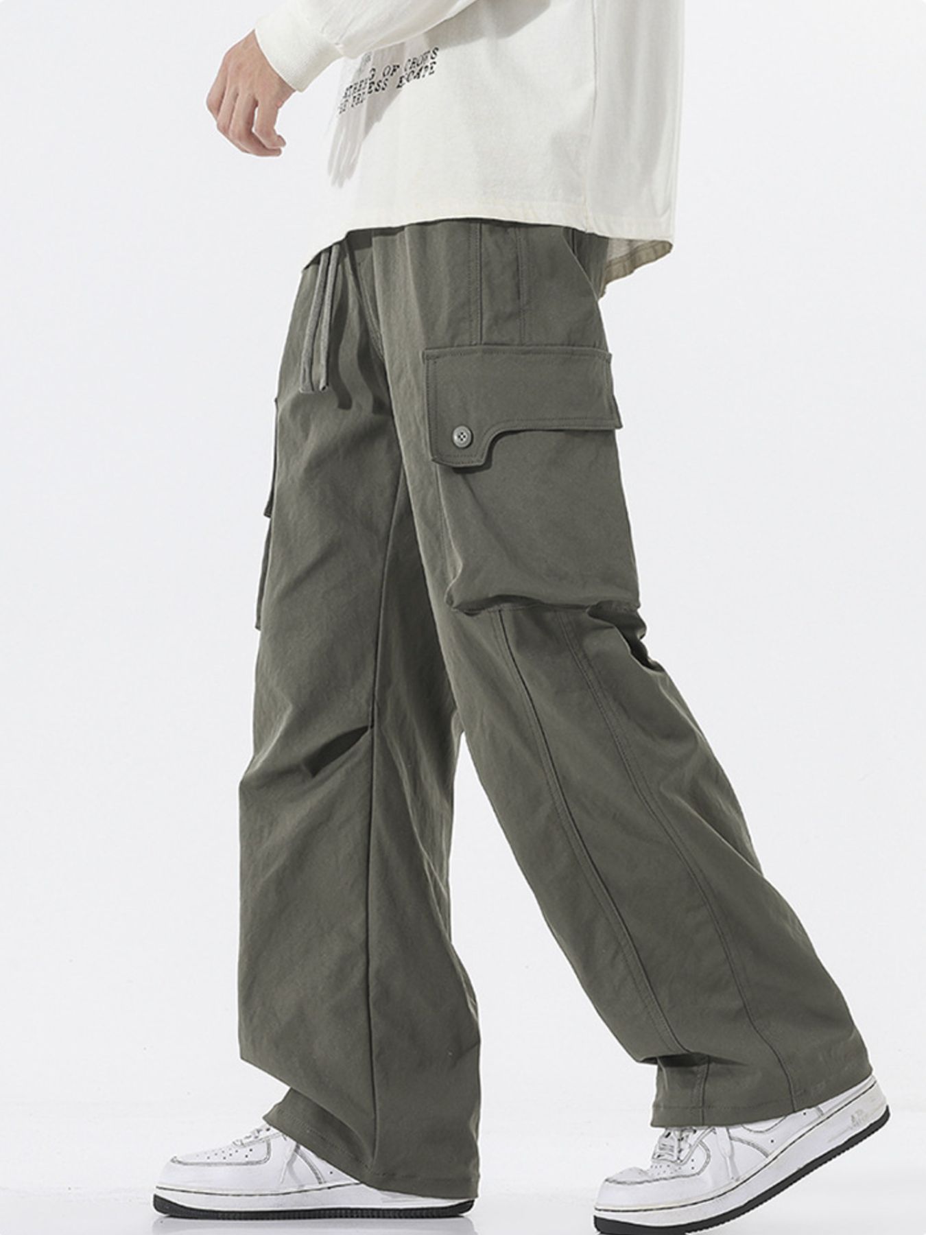 Men's Full Size Loose Fit Multi-Pocket Cargo Pants Plus Size