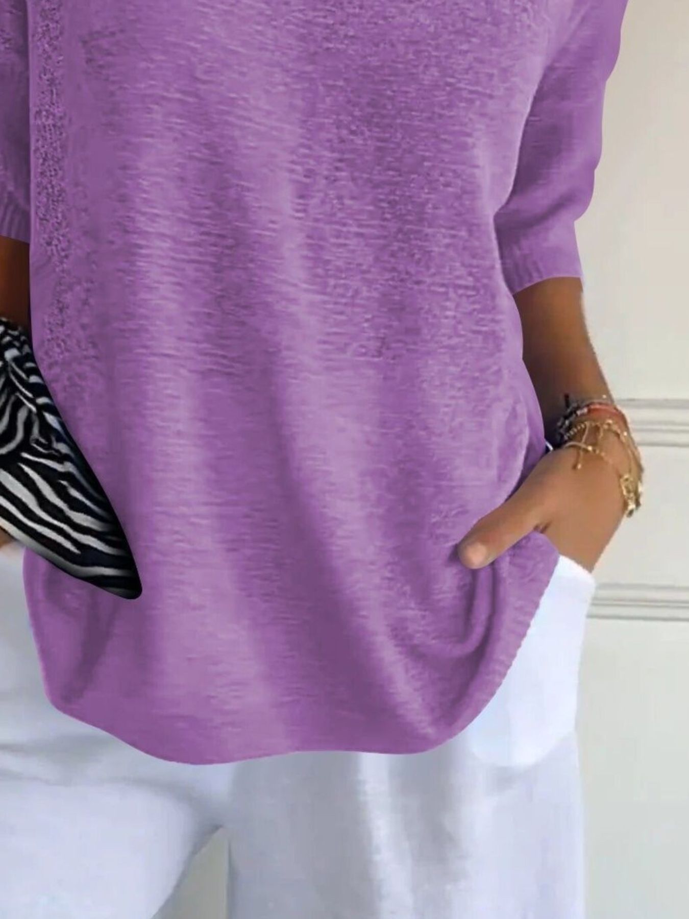 Full Size Relaxed Fit Ribbed Hem Sweater Plus Size