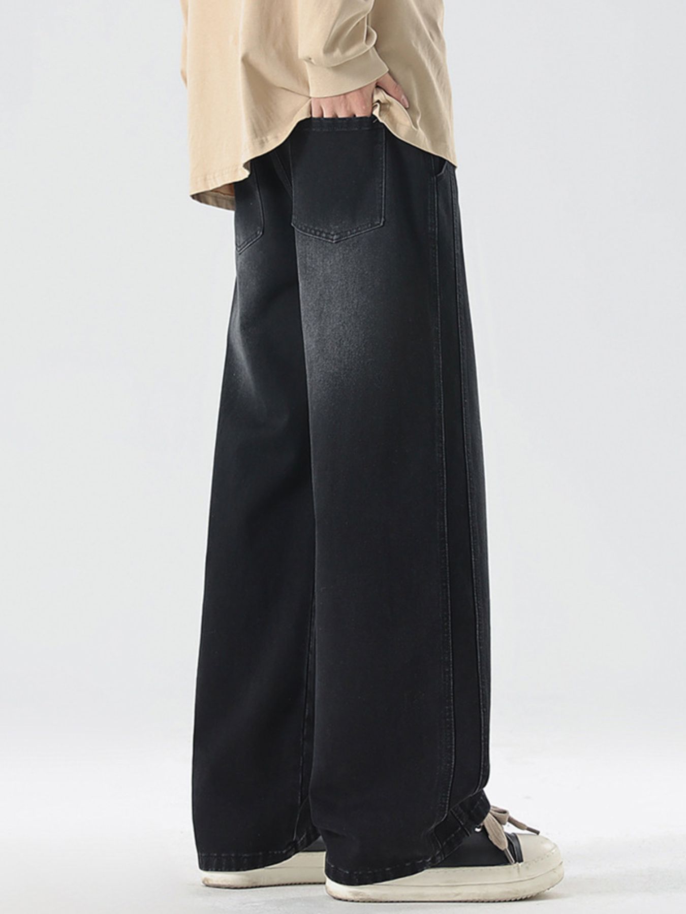 Men's Full Size Wash Wide Leg Jeans Plus Size