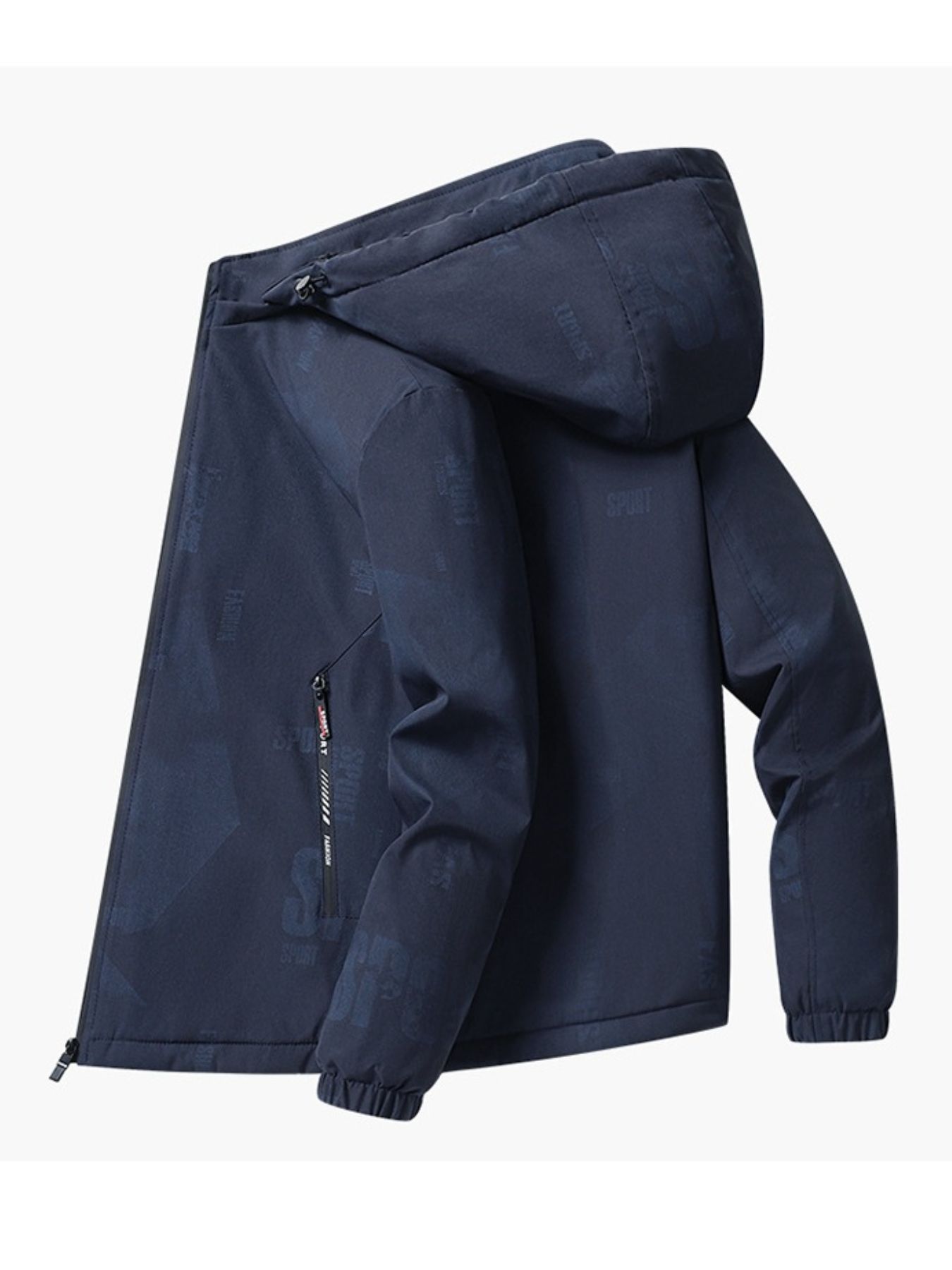 Men's Plus Size Zip Up Long Sleeve Hooded Jacket