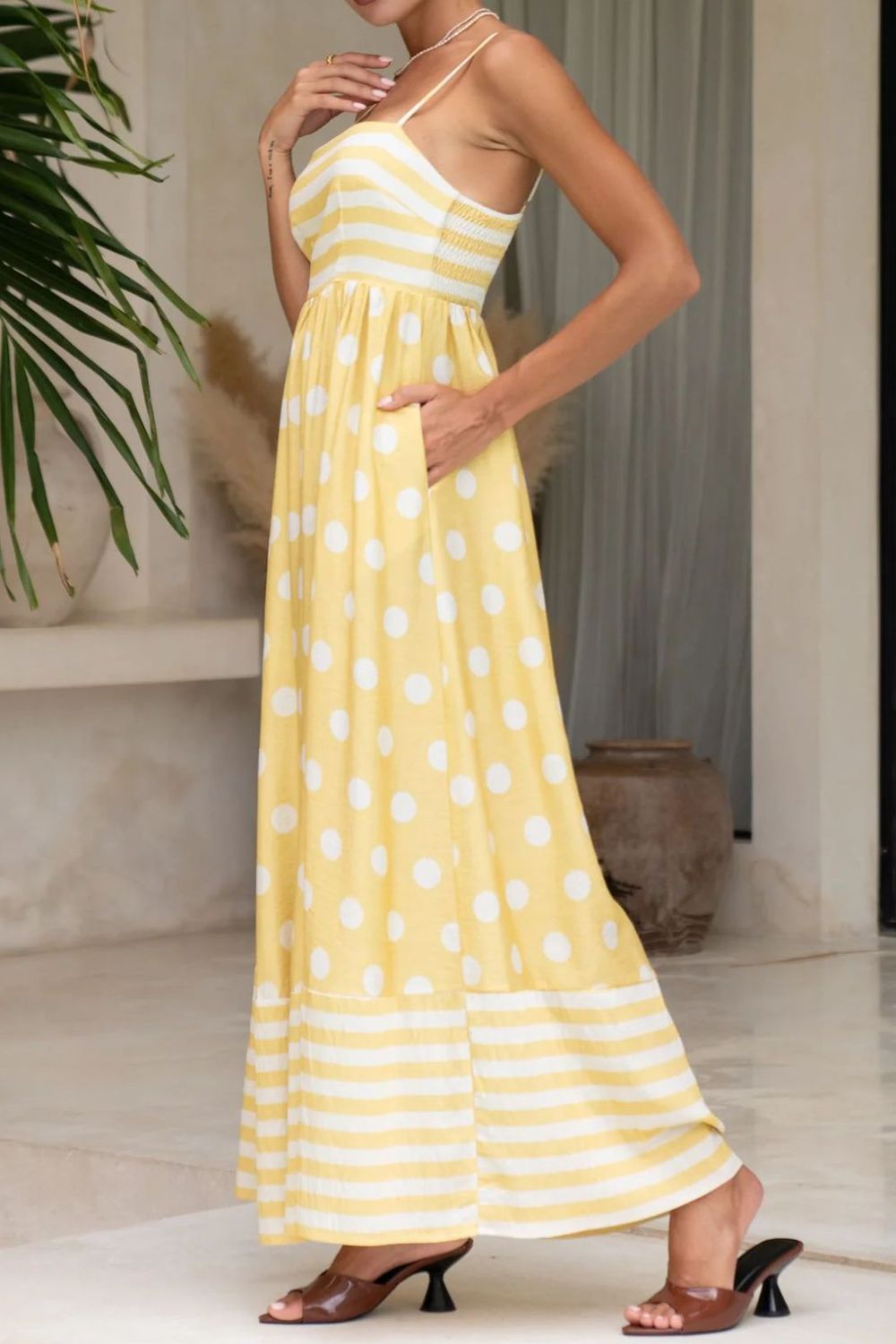 Polka Dot Square Neck Cami Dress