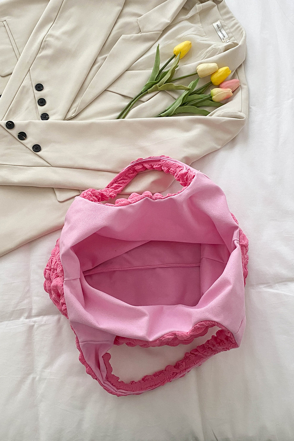 Ruched Polyester Large Handbag 5