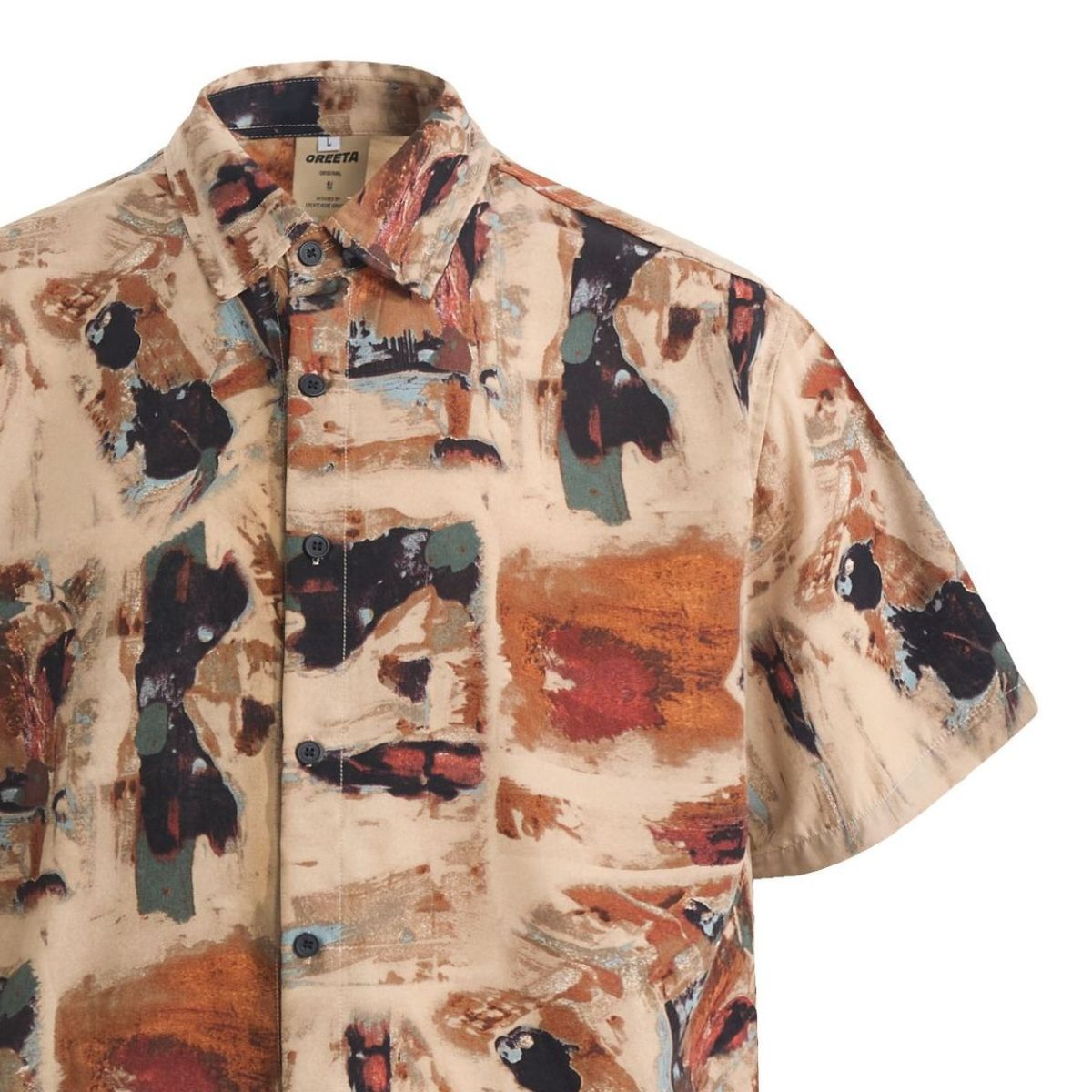 Men's Abstract Printed Short Sleeve Button-Up Shirt