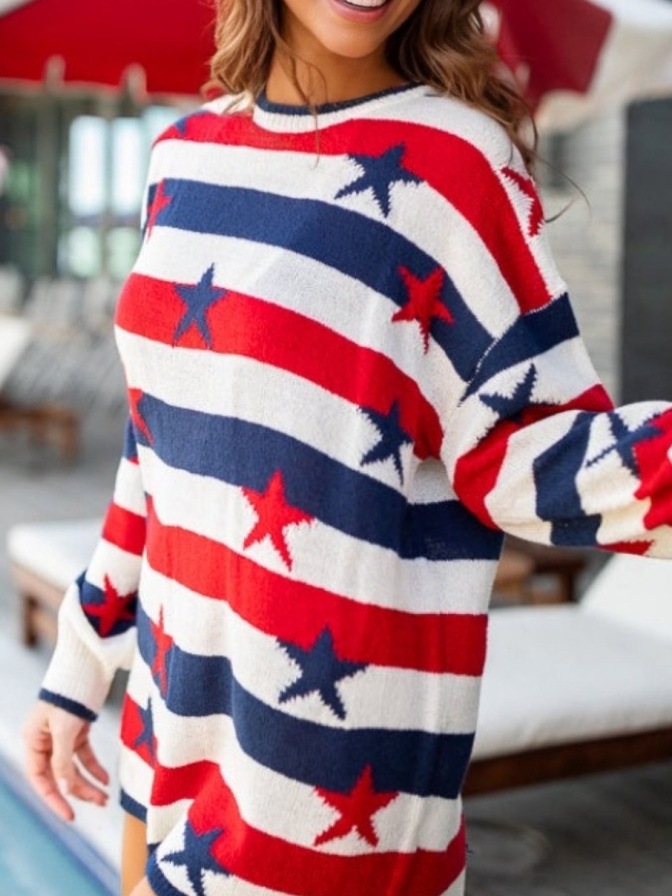 Stars and Stripes Long Sleeve Sweater