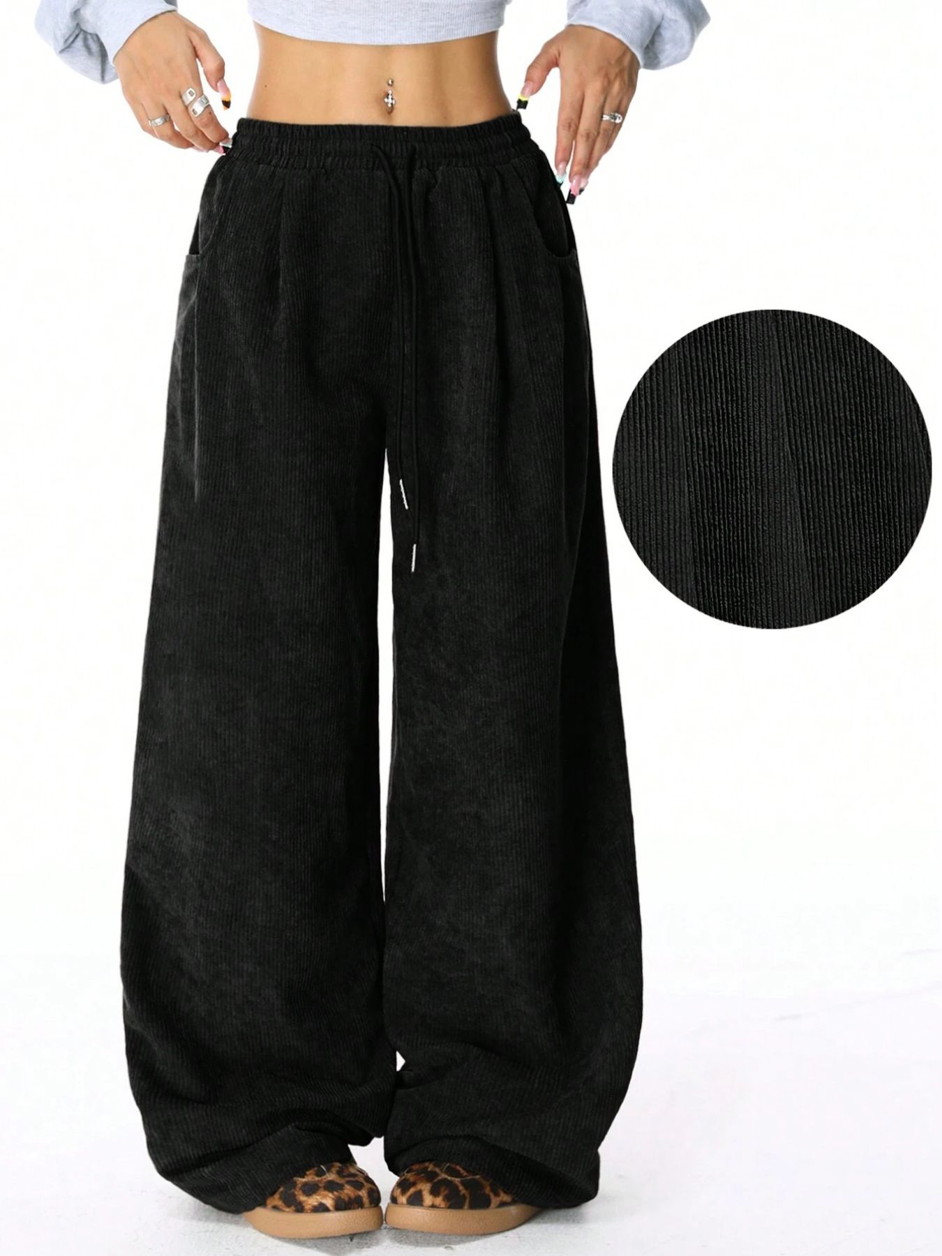 Drawstring Wide Leg Pants