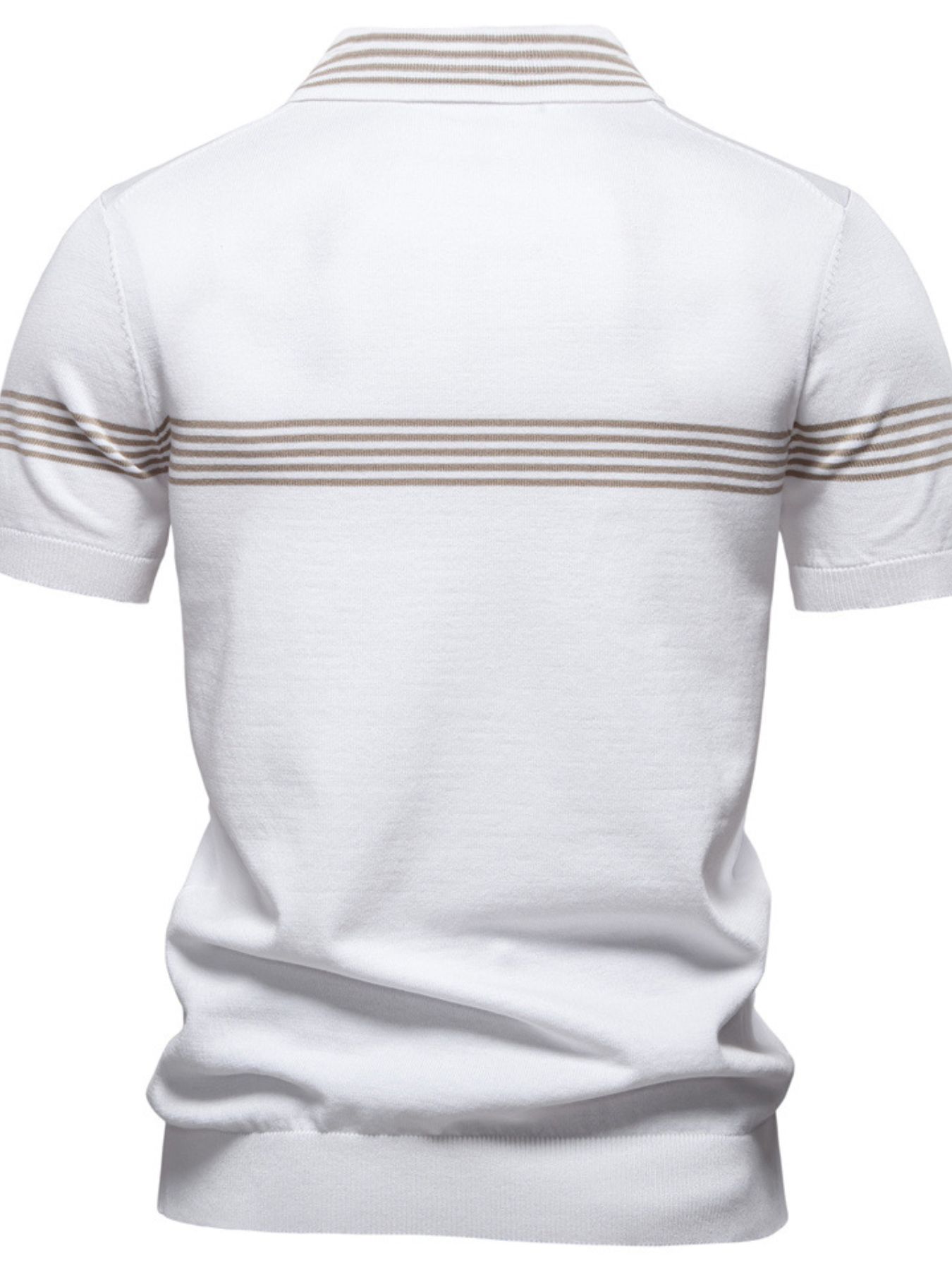 Men's Classic Striped Zip Collar Polo Shirt