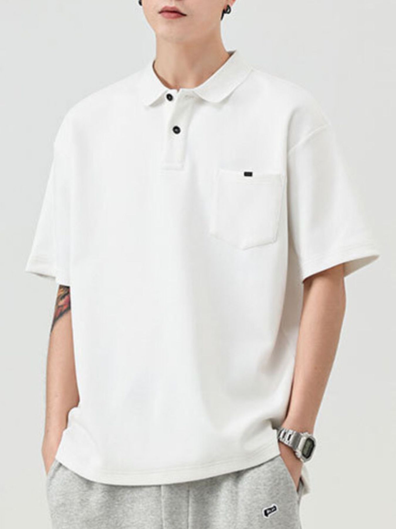 Men's Plus Size Casual Loose Fit Pocketed Polo