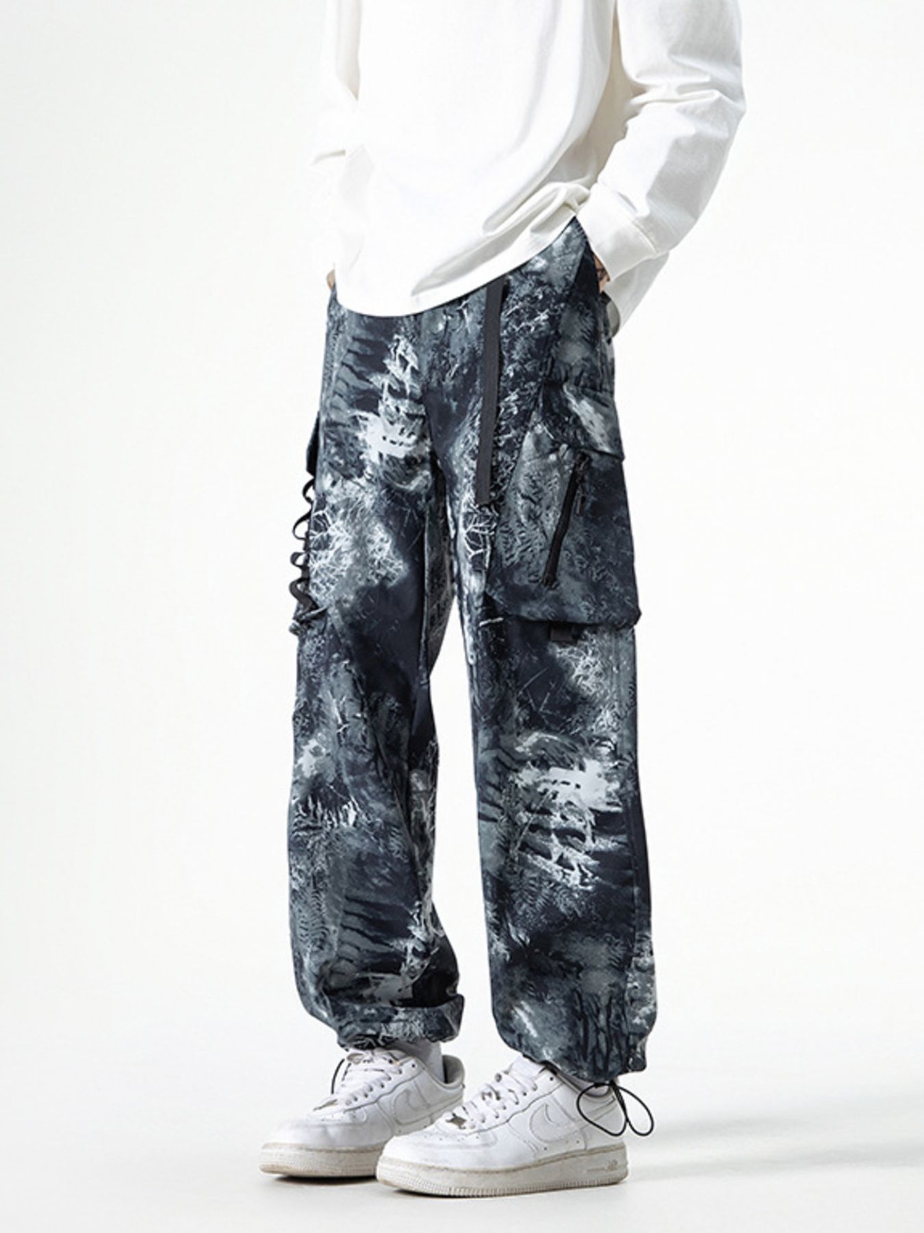 Men's Printed Wide Leg Cargo Pants