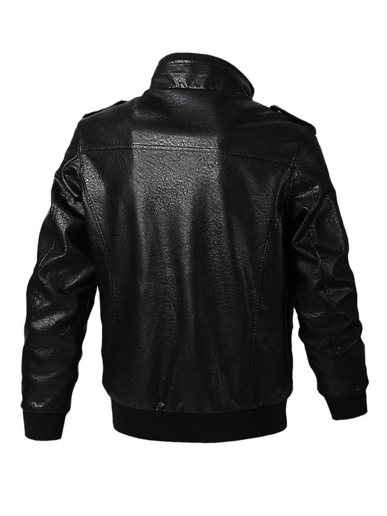 Men's Plus Size Zip Up Leather Jacket