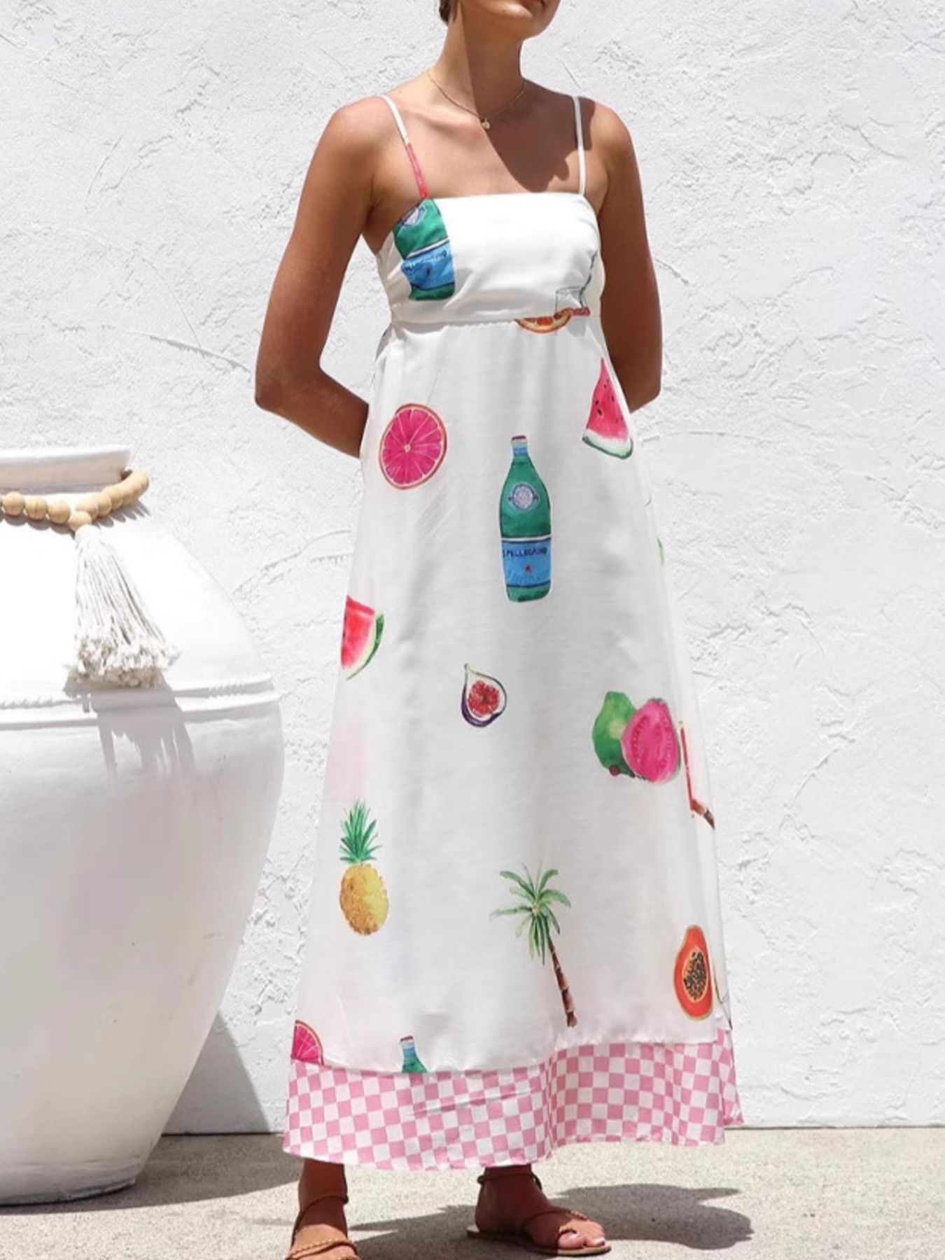 Printed Square Neck Maxi Cami Dress