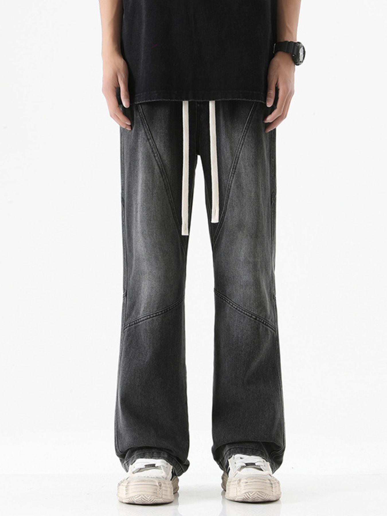 Men's Full Size Drawstring Wide Leg Jeans Plus Size