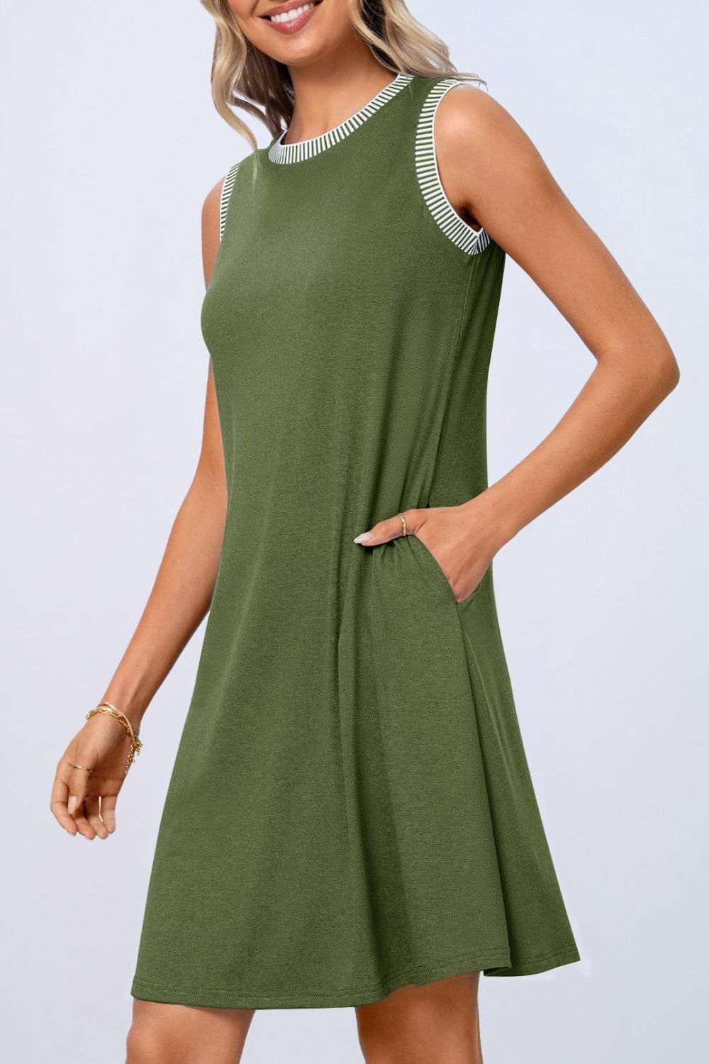 Round Neck Sleeveless Mini Tank Dress