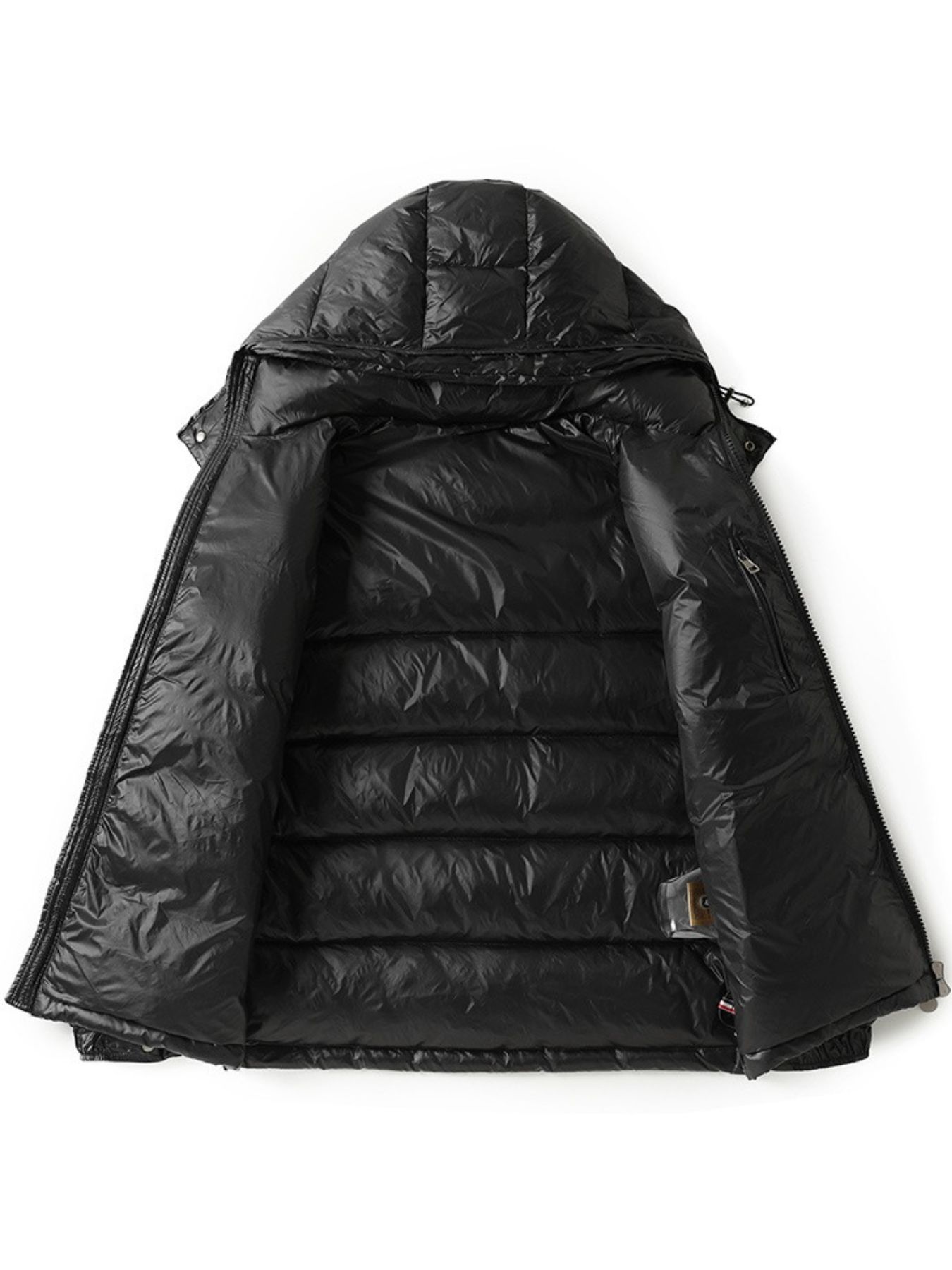 Men's Full Size Hooded Puffer Jacket with Side Zipper Pockets Plus Size