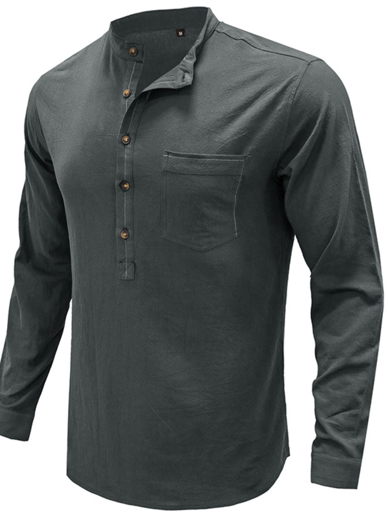 Men's Button Detail Long Sleeve Polo Shirt