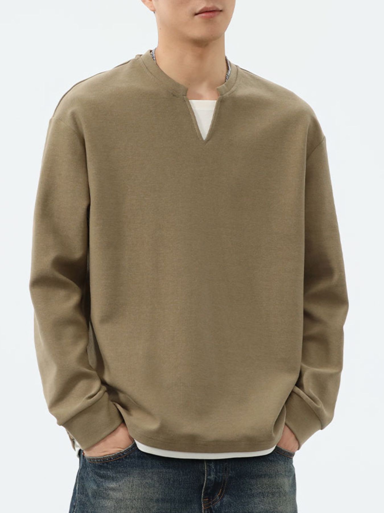 Men's Plus Size Drop Shoulder Long Sleeve Sweatshirt