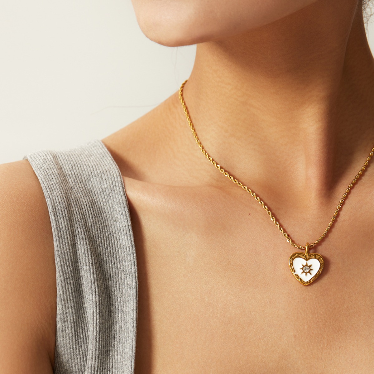 18K Gold-Plated Zircon Heart Necklace