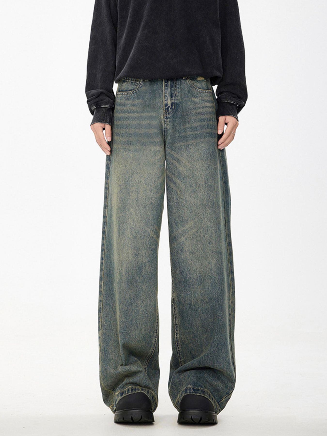 Men's Full Size Wide Leg Relaxed Fit Jeans Plus Size