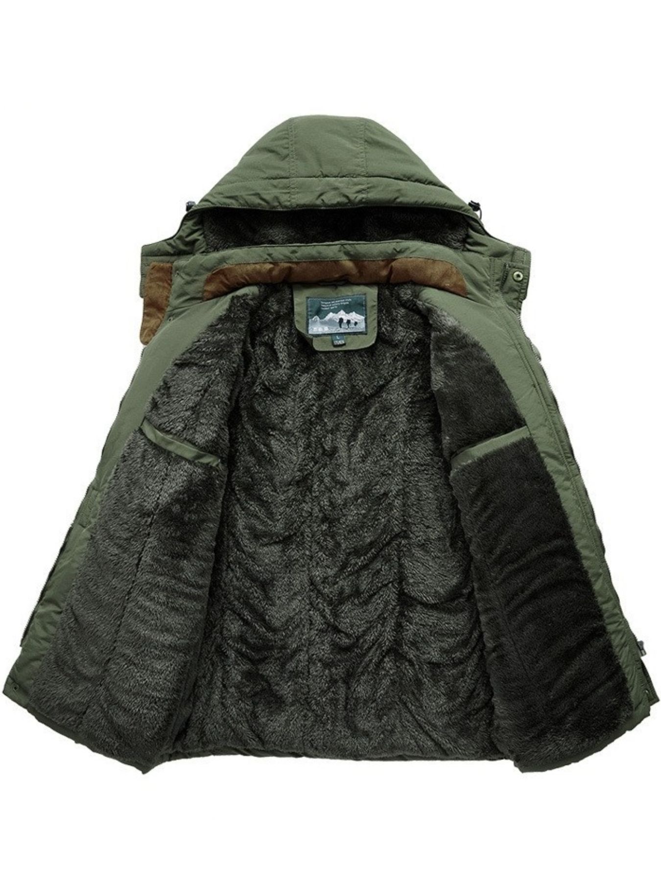 Men's Plus Size Winter Zip Up Hooded Parka Jacket