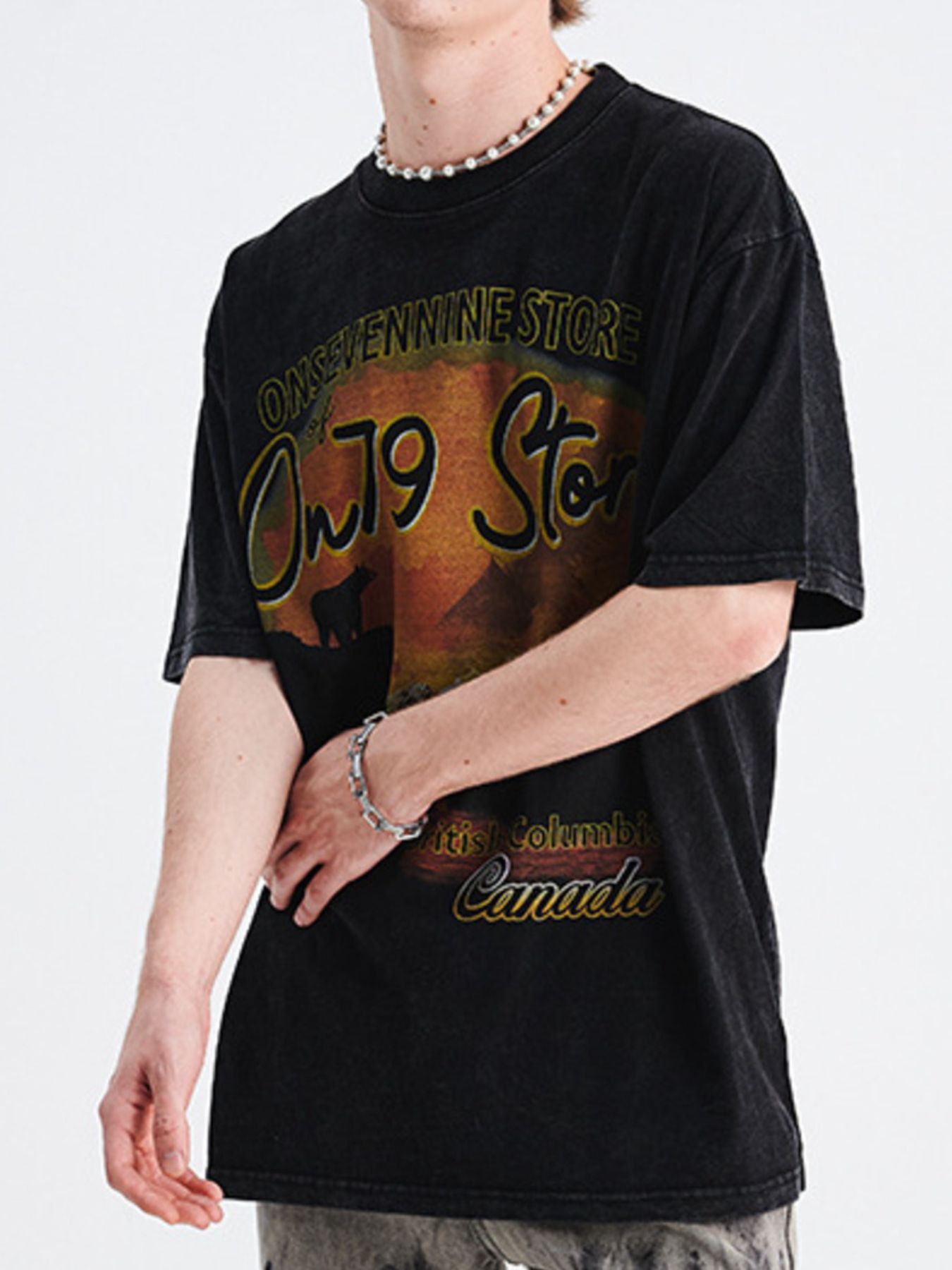 Men's Graphic Round Neck Oversized T-Shirt