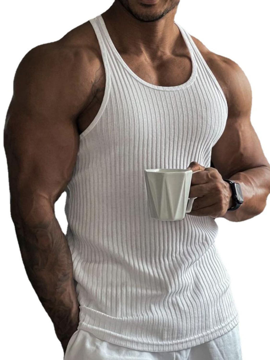 Men's Plus Size Round Neck Wide Strap Tank