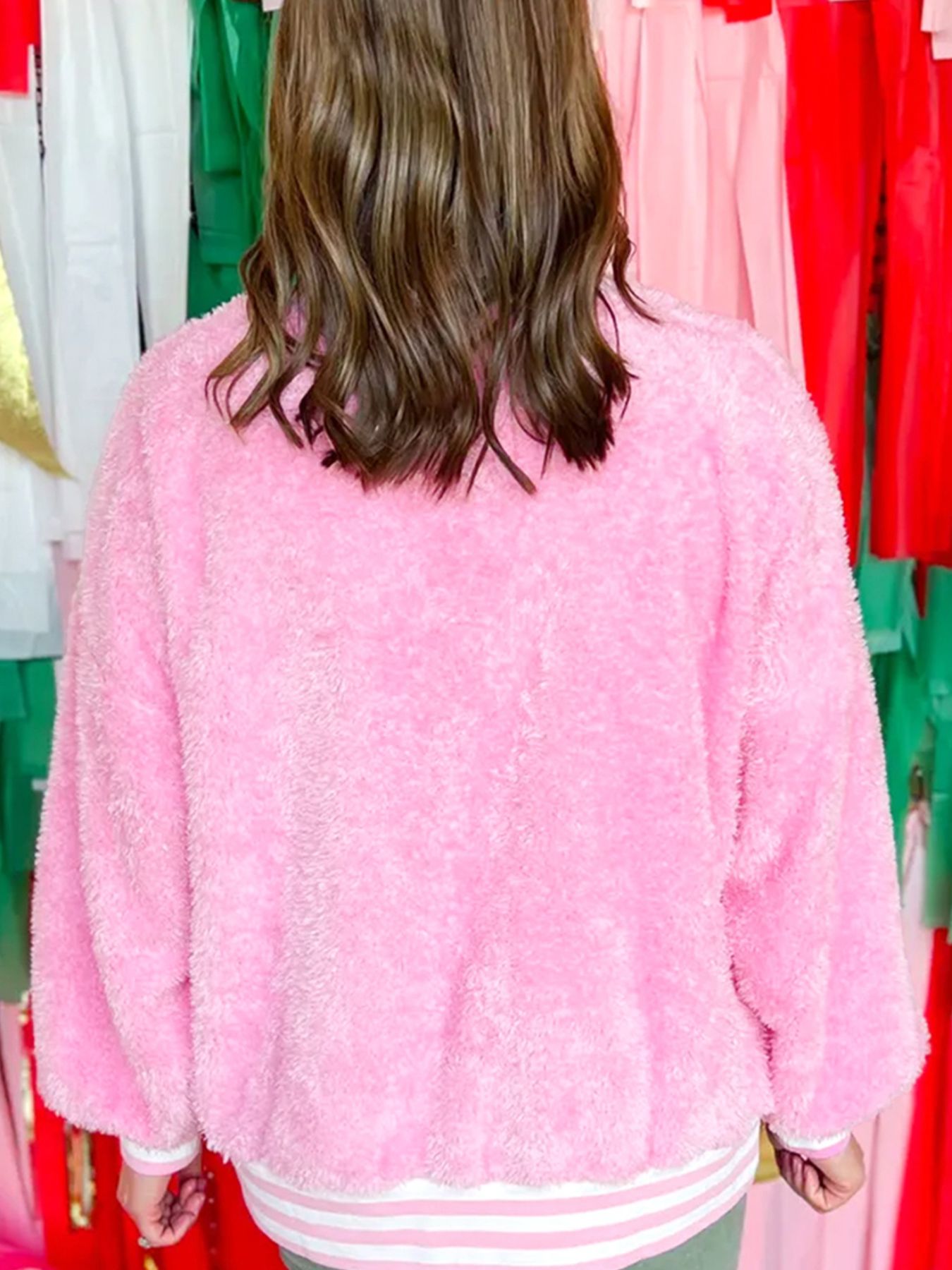 Sequin Chenille MERRY Graphic Plush Sweatshirt