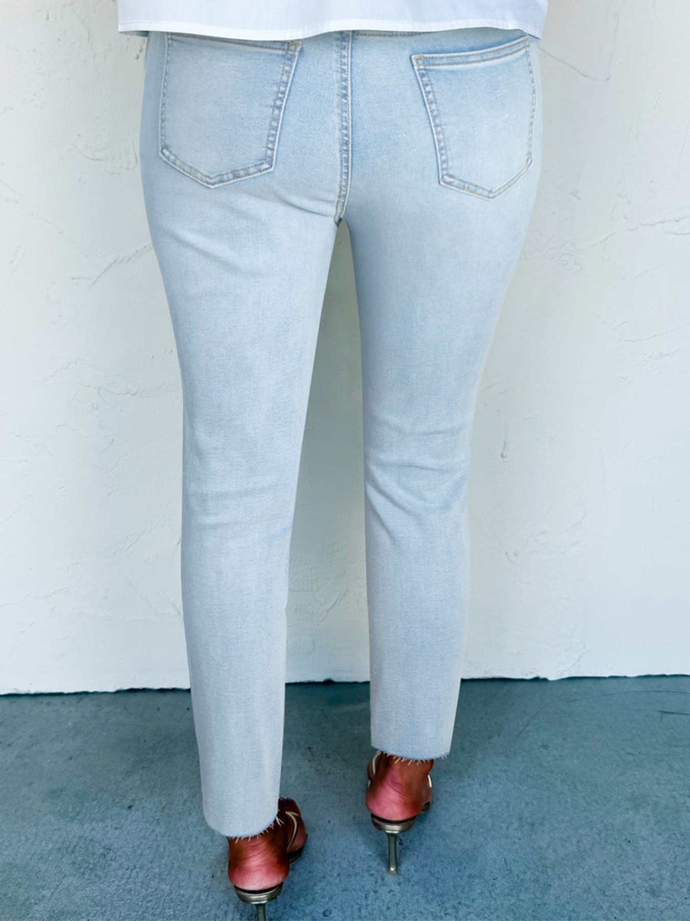 Mid Rise Ankle-Length Distressed Skinny Jeans