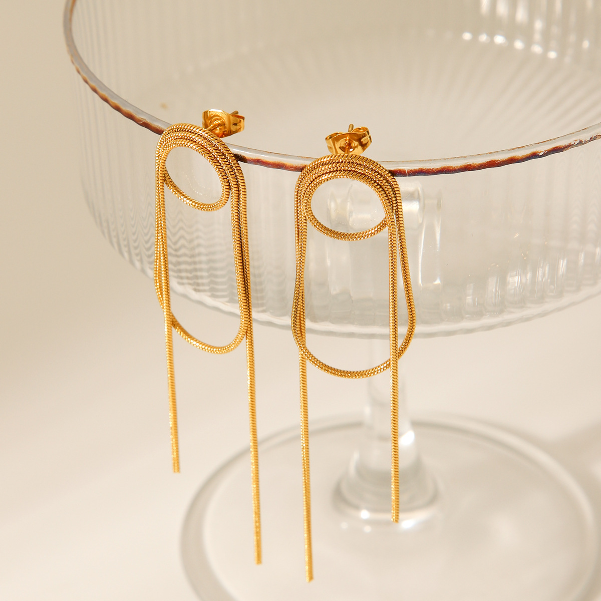 18K Gold-Plated Hoop Chain Earrings