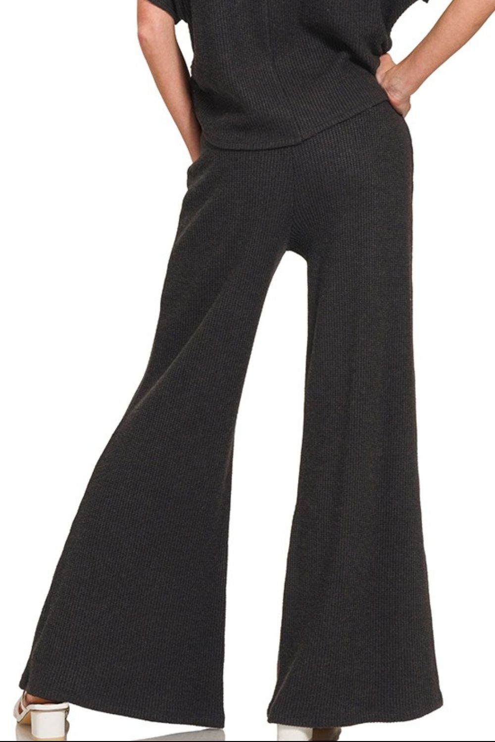 Wide Leg Flare Sweater Pants