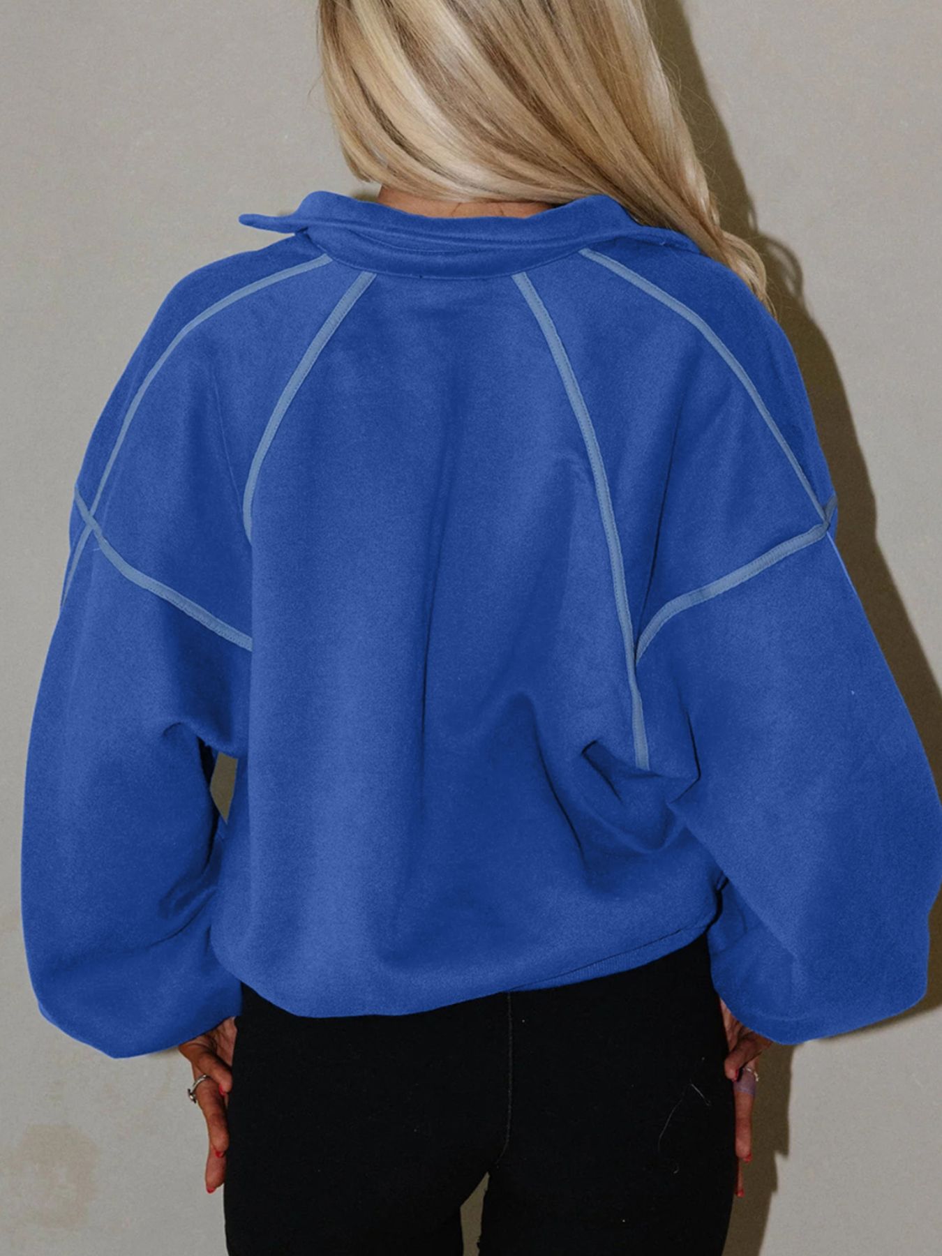 Half Snap Dropped Shoulder Sweatshirt