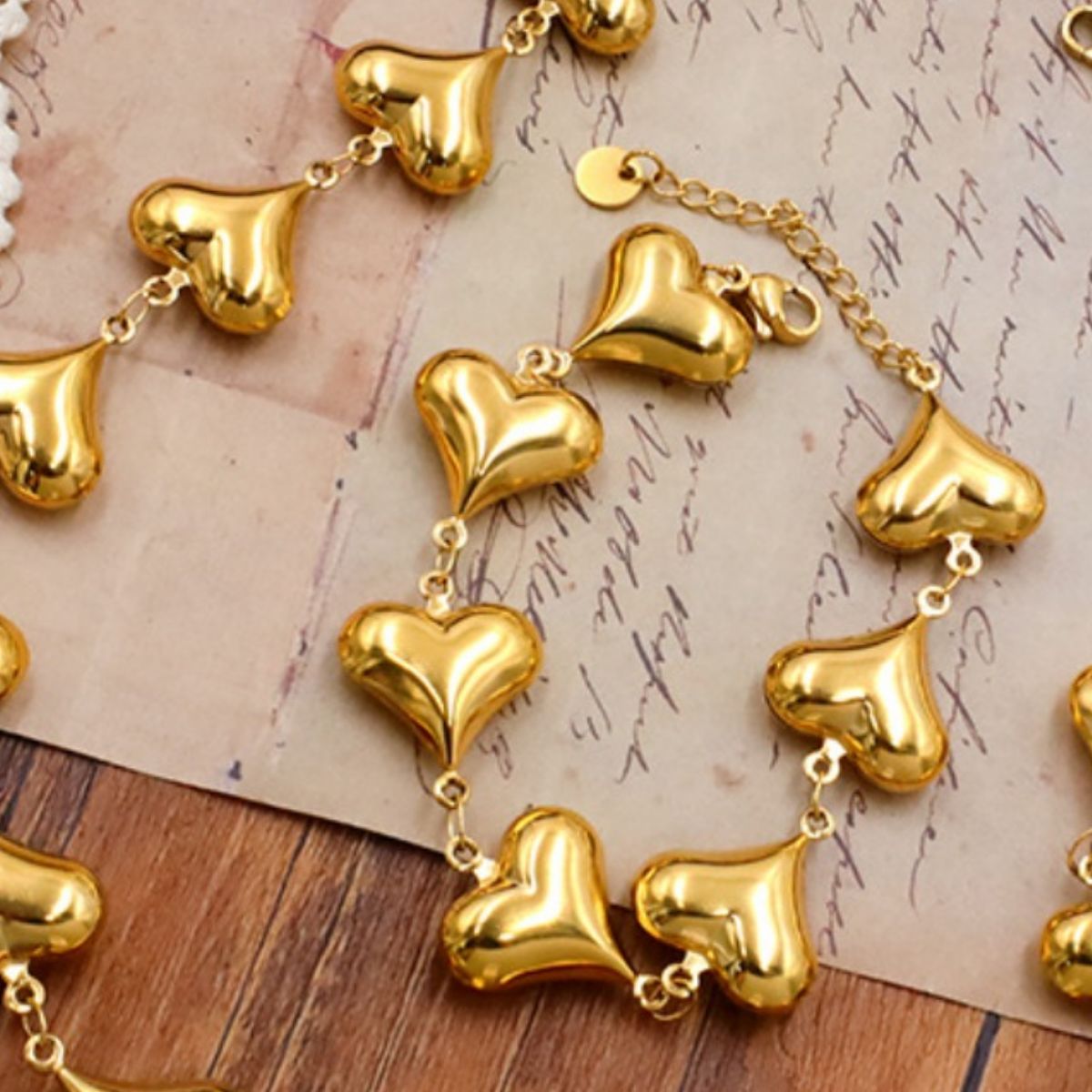 18K Gold-Plated Heart Charm Bracelet