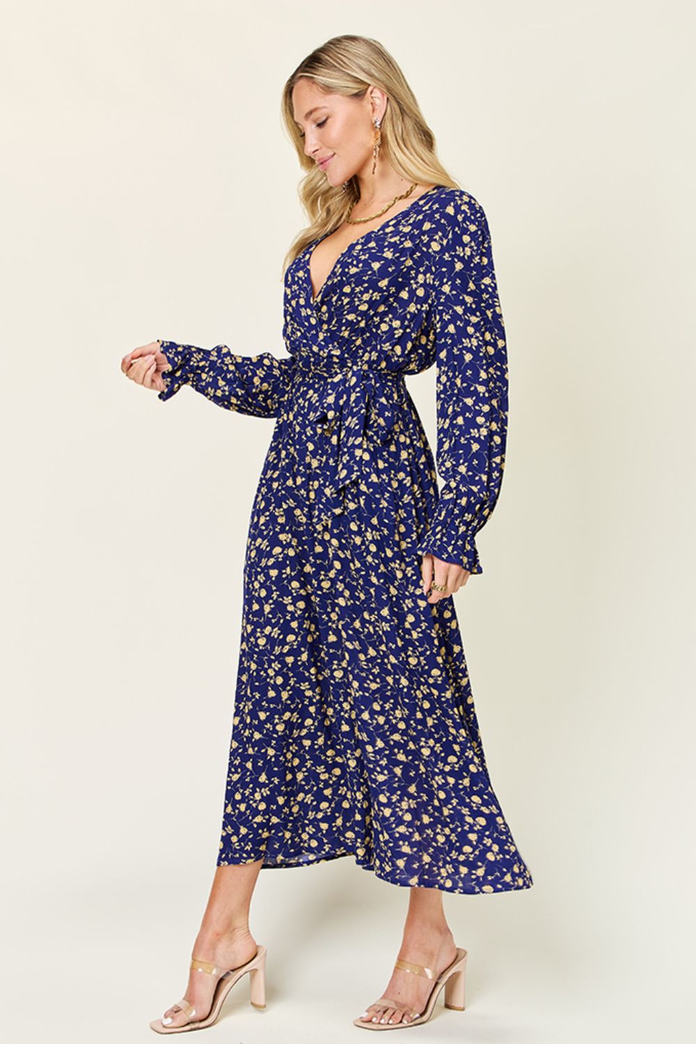 Full Size Tie Back Flounce Sleeve Dress