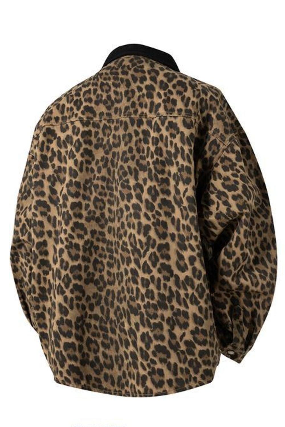 Men's Plus Size Leopard Print Snap Down Shirt