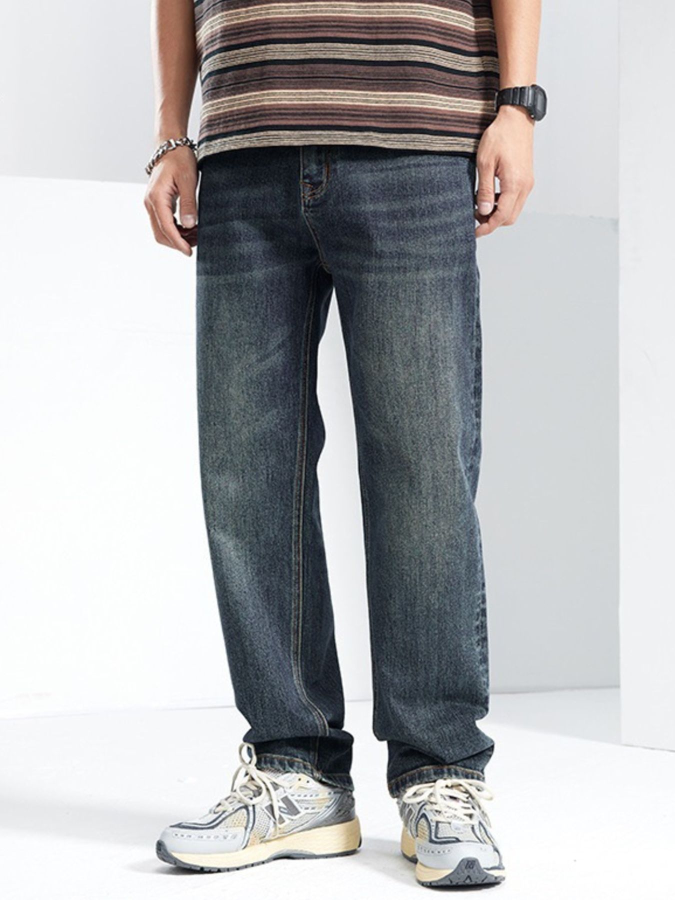 Men's Washed Wide Leg Jeans