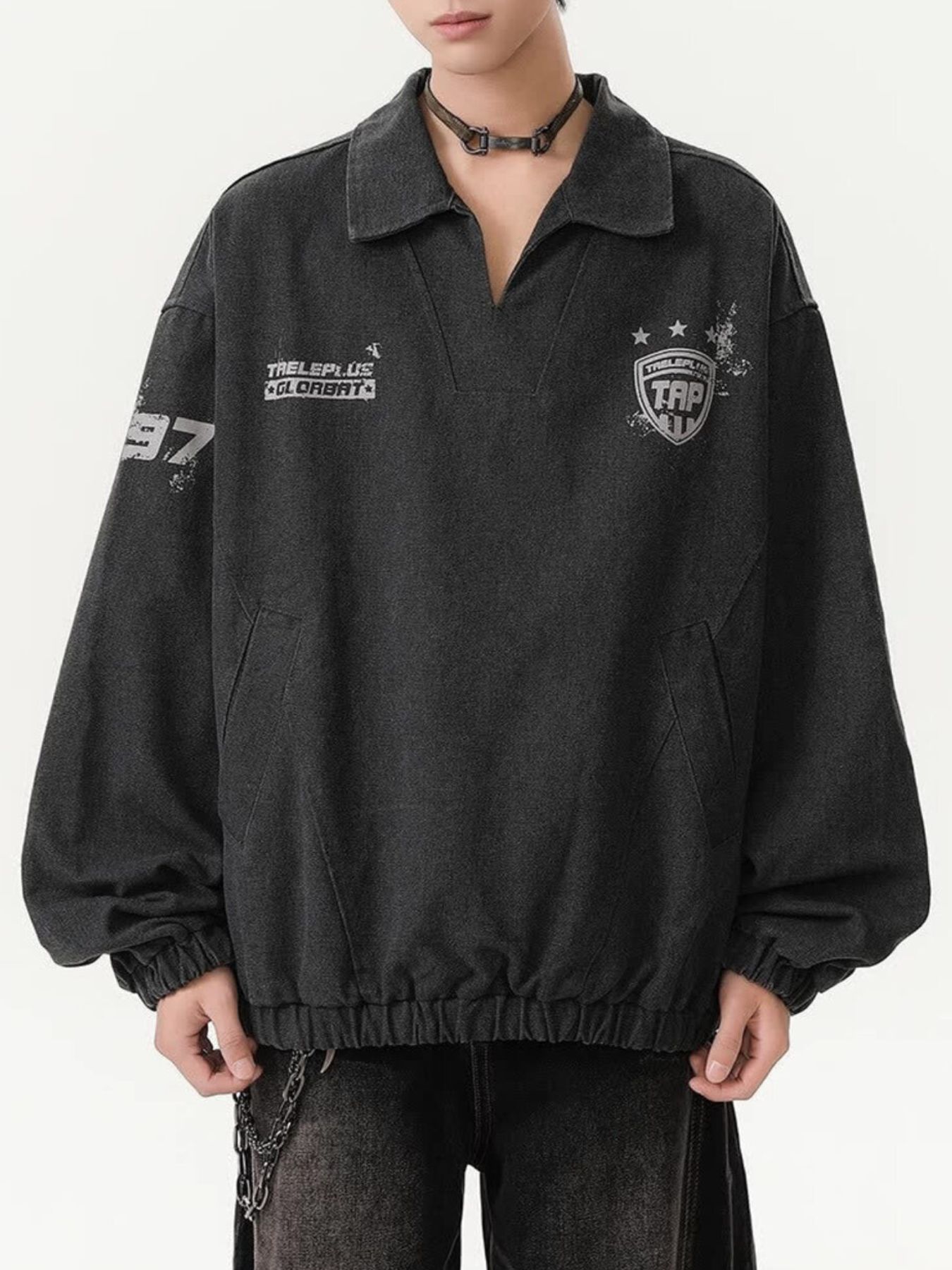 Men's Collared Neck Long Sleeve Sweatshirt