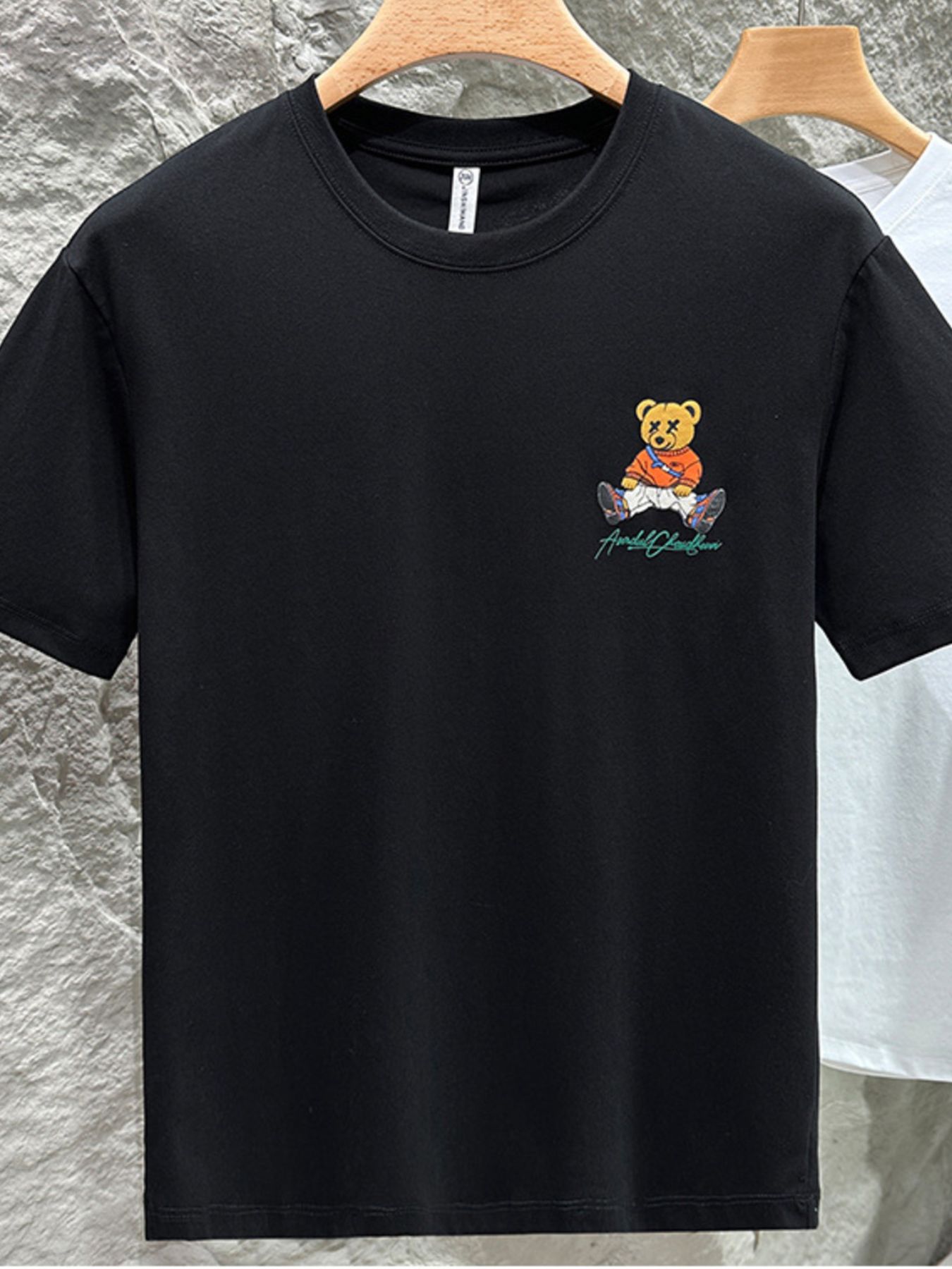 Men's Plus Size Bear Round Neck Short Sleeve T-Shirt